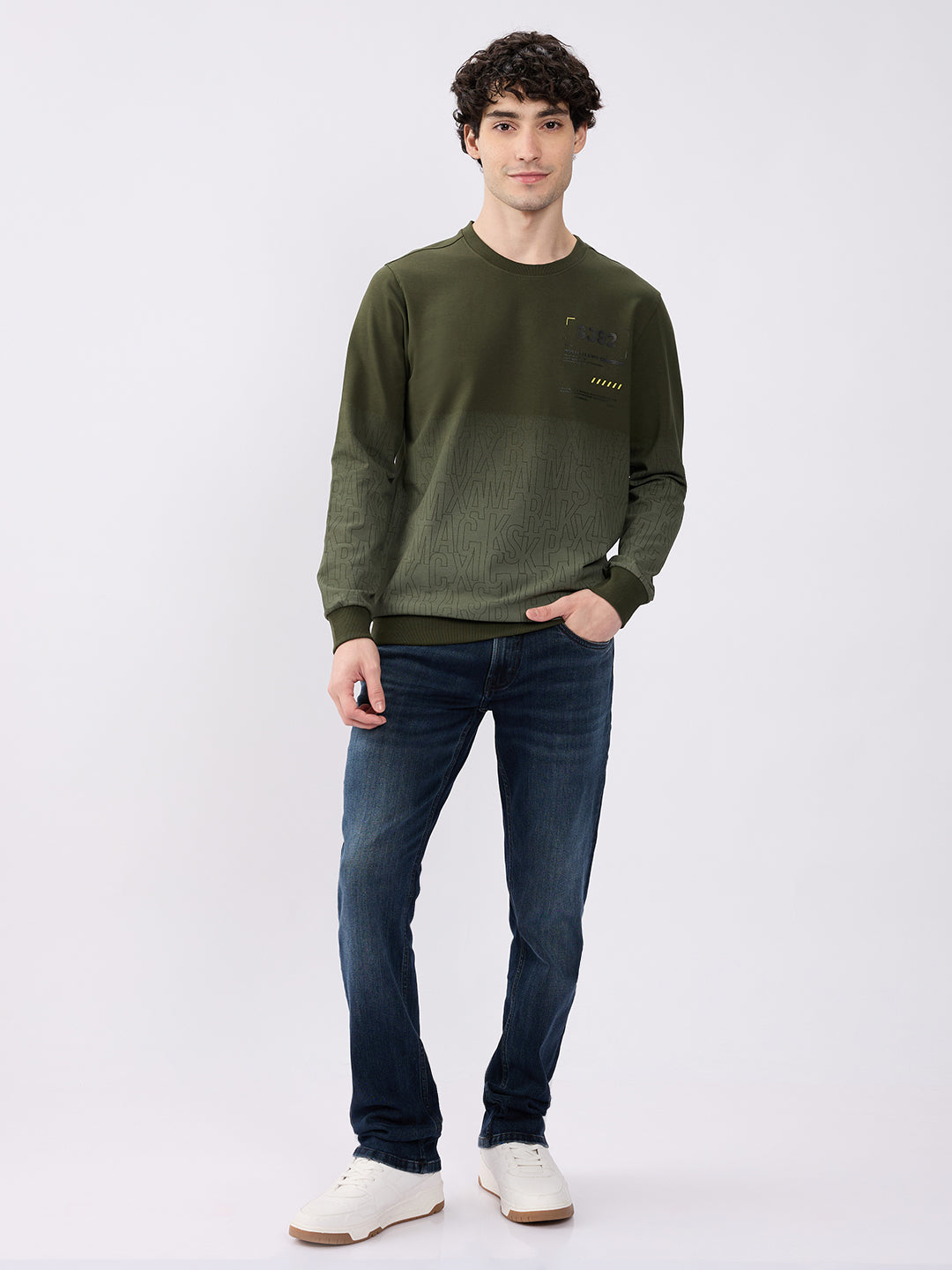 Spykar Solid Rifle Green Slim Fit Sweatshirts For Men