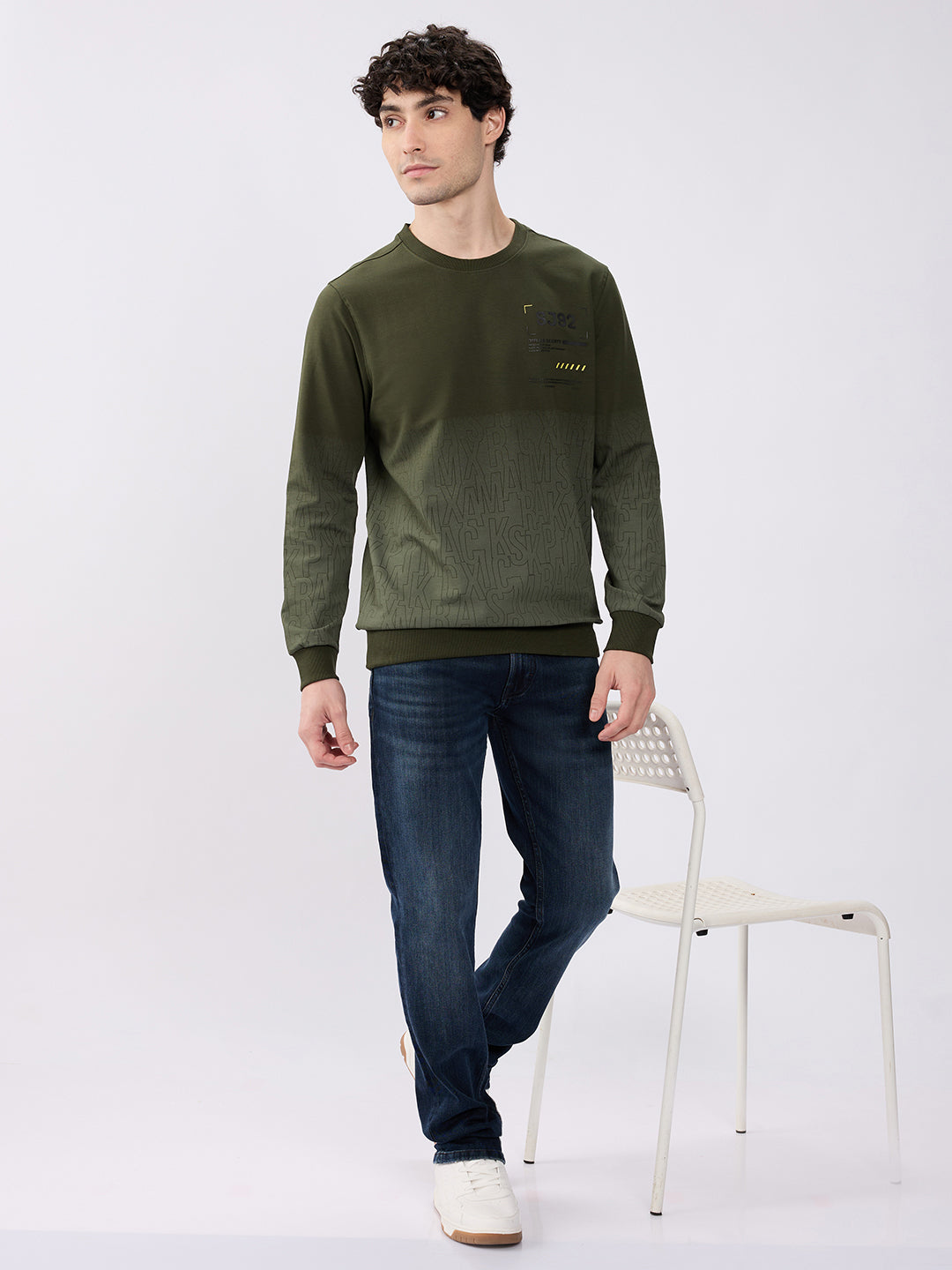Spykar Solid Rifle Green Slim Fit Sweatshirts For Men
