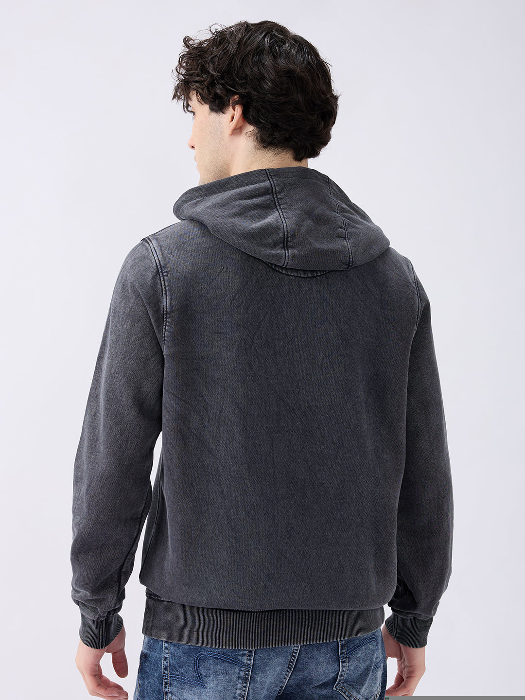 Spykar Solid Black Regular Fit Sweatshirts For Men