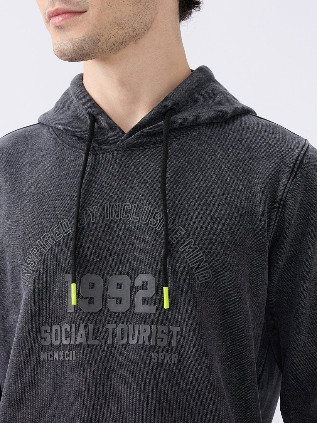 Spykar Solid Black Regular Fit Sweatshirts For Men