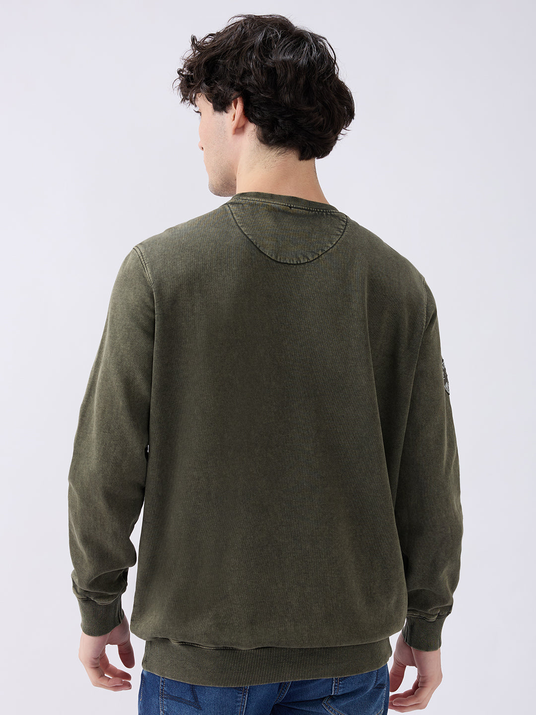 Spykar Solid Military Green Slim Fit Sweatshirts For Men