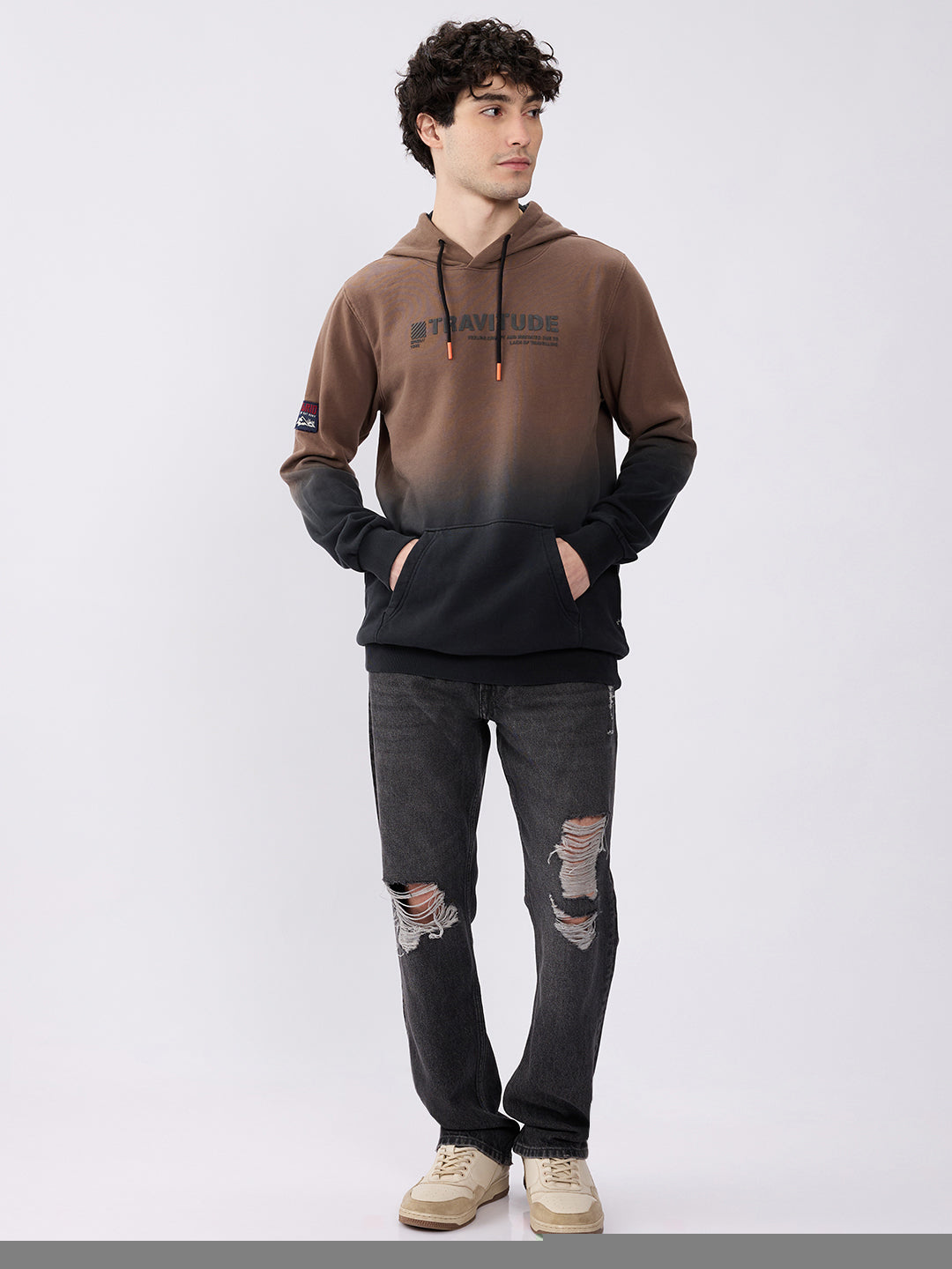 Spykar Dusty Khaki Regular Fit Casual Sweatshirts For Men