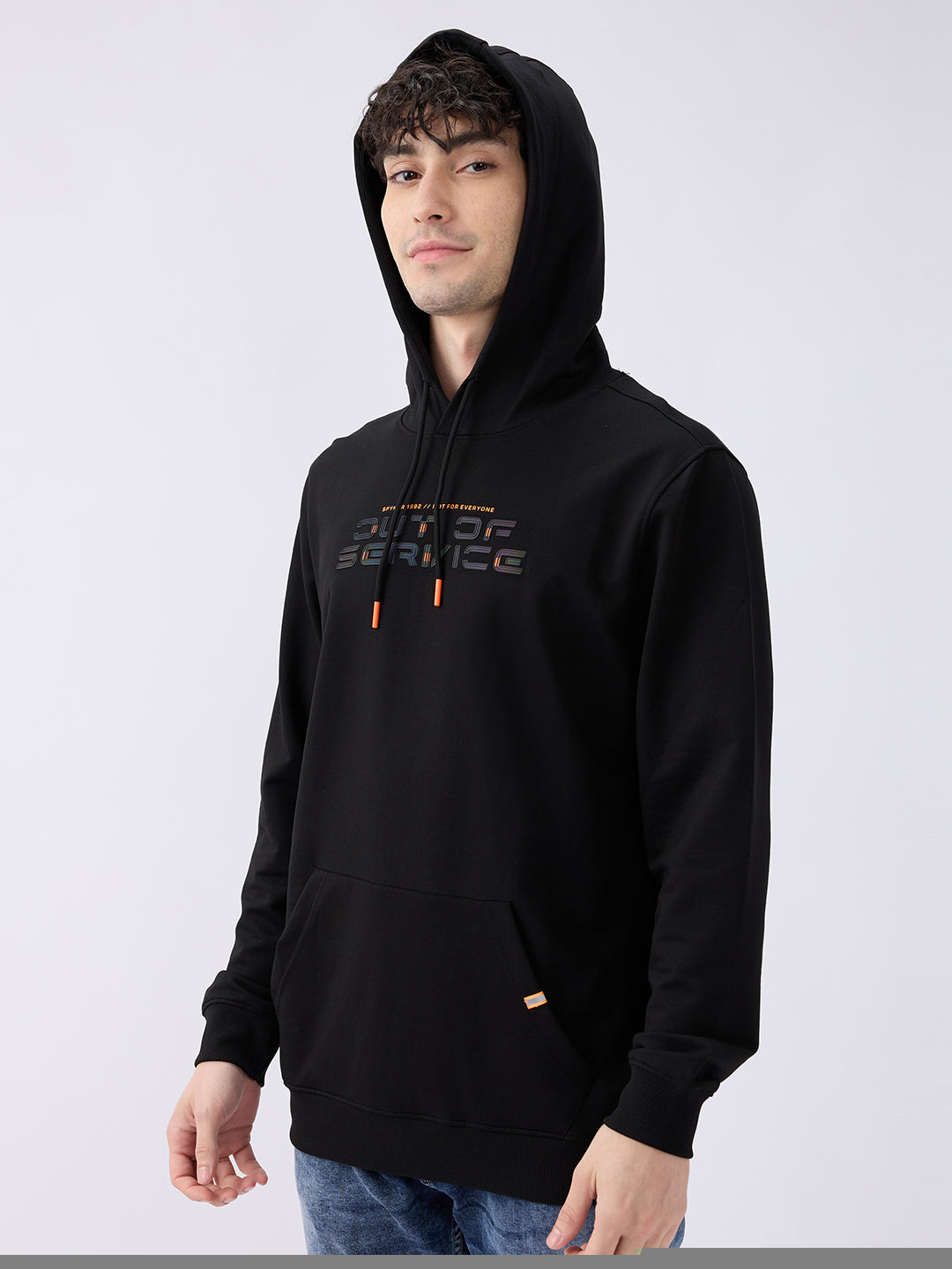 Spykar Solid Black Regular Fit Sweatshirts For Men