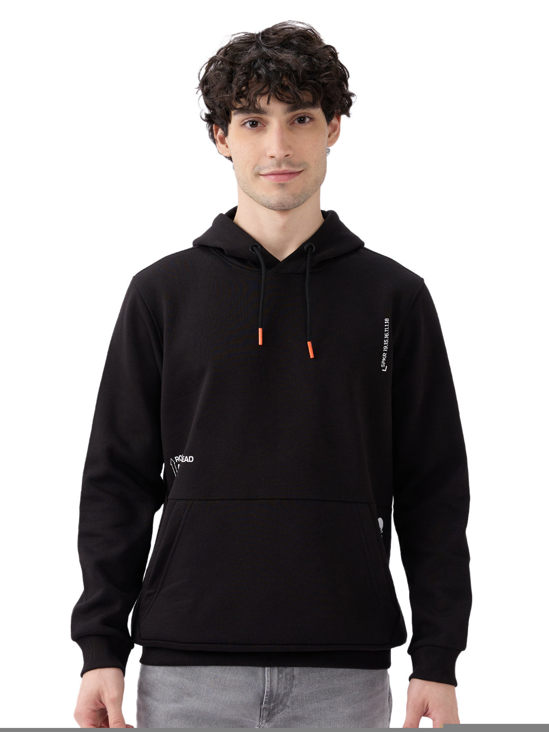 Spykar Solid Black Regular Fit Sweatshirts For Men