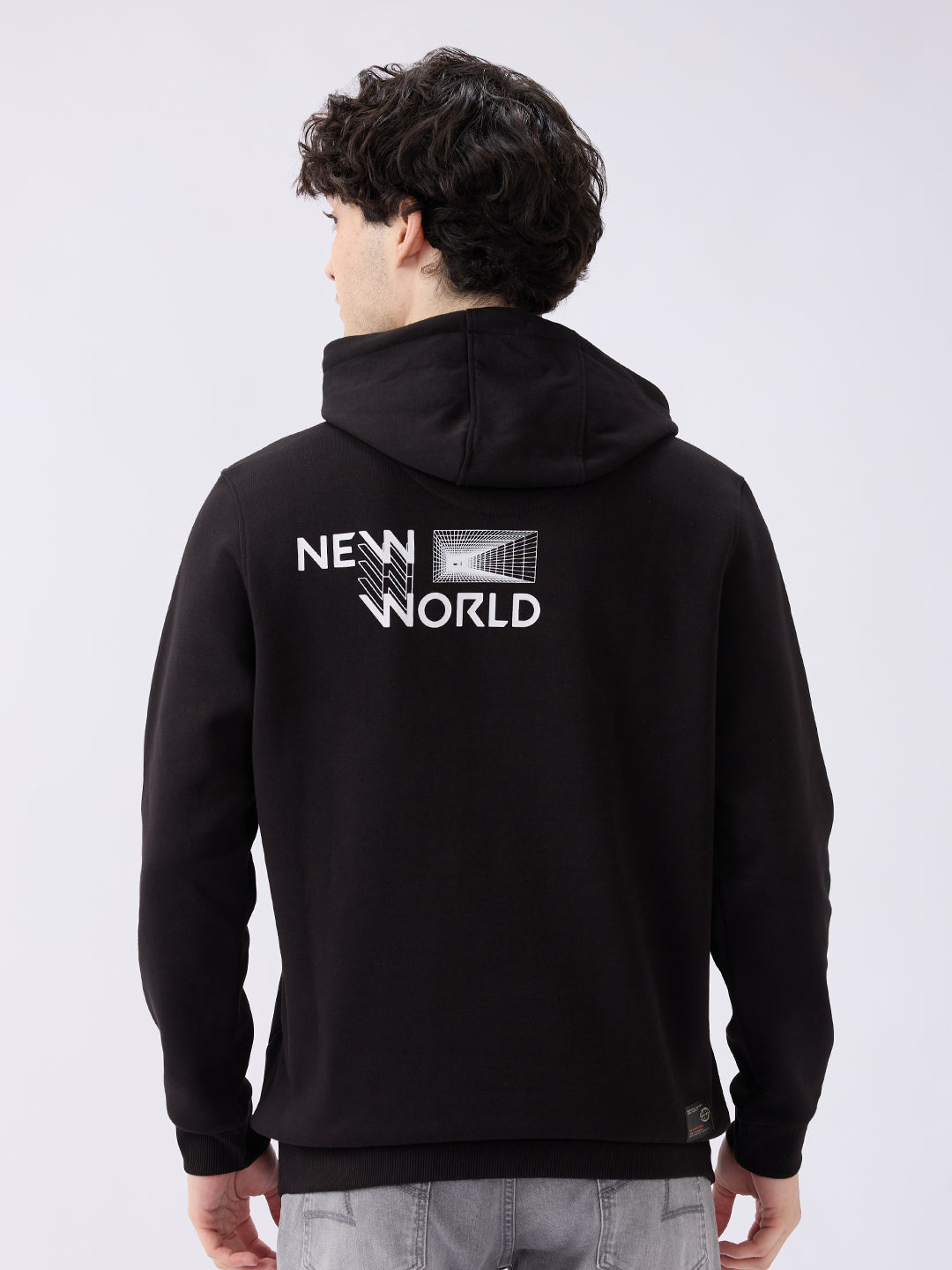 Spykar Solid Black Regular Fit Sweatshirts For Men