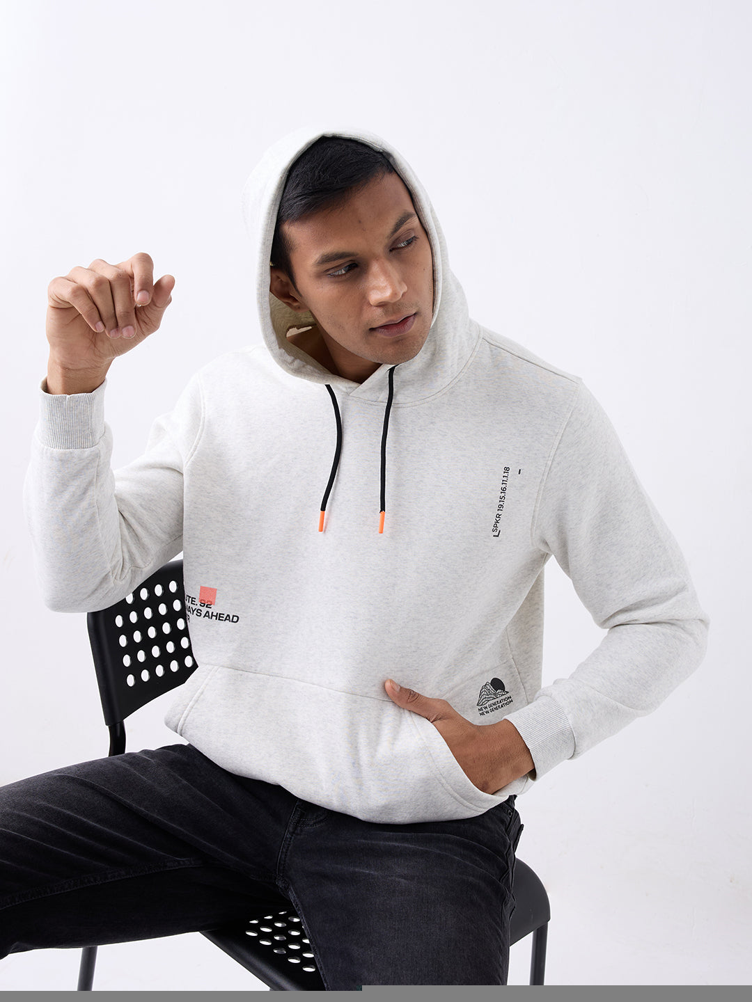 Spykar Ecru Regular Fit Casual Sweatshirts For Men