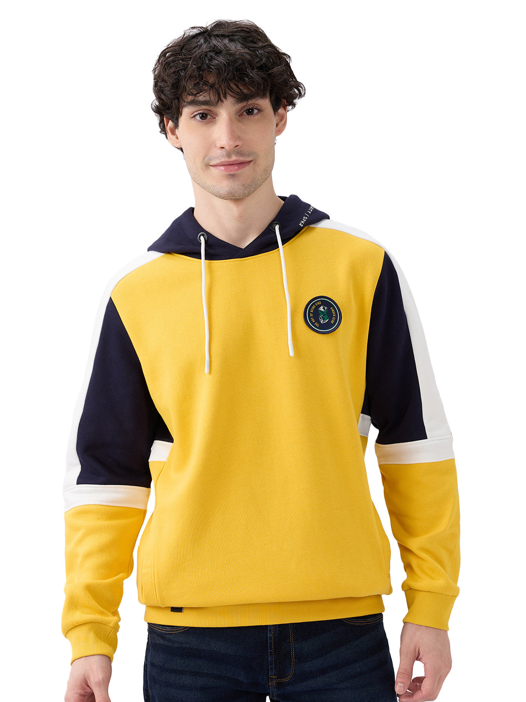 Spykar Solid Chrome Yellow Regular Fit Sweatshirts For Men