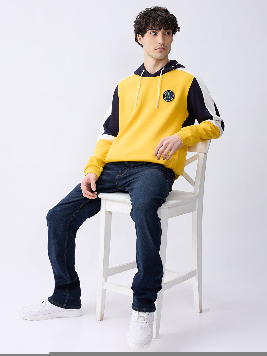 Spykar Solid Chrome Yellow Regular Fit Sweatshirts For Men