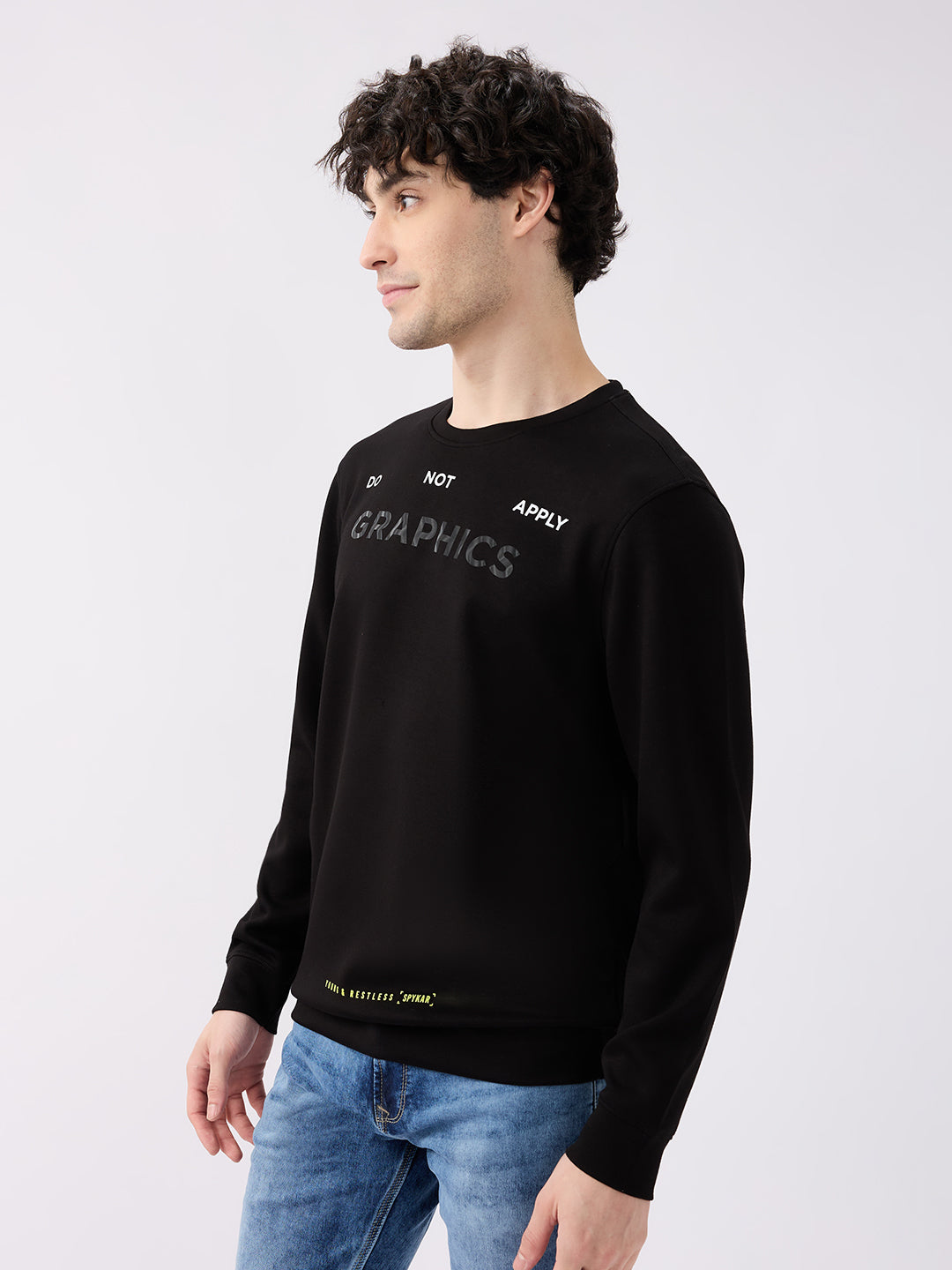 Spykar Black Slim Fit Casual Sweatshirts For Men