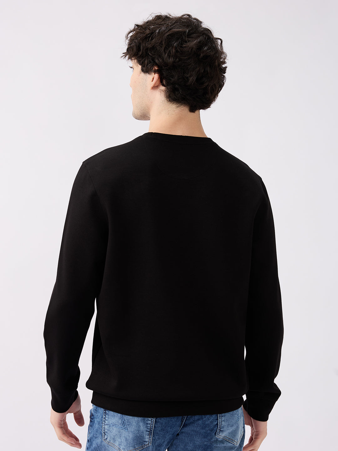 Spykar Black Slim Fit Casual Sweatshirts For Men