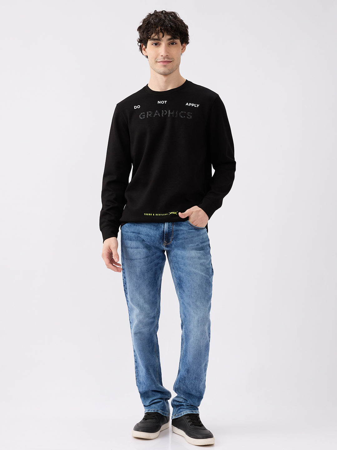 Spykar Black Slim Fit Casual Sweatshirts For Men
