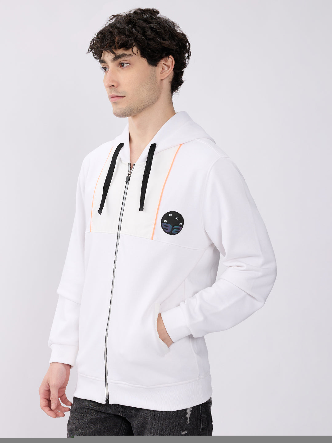 Spykar Solid White Regular Fit Sweatshirts For Men