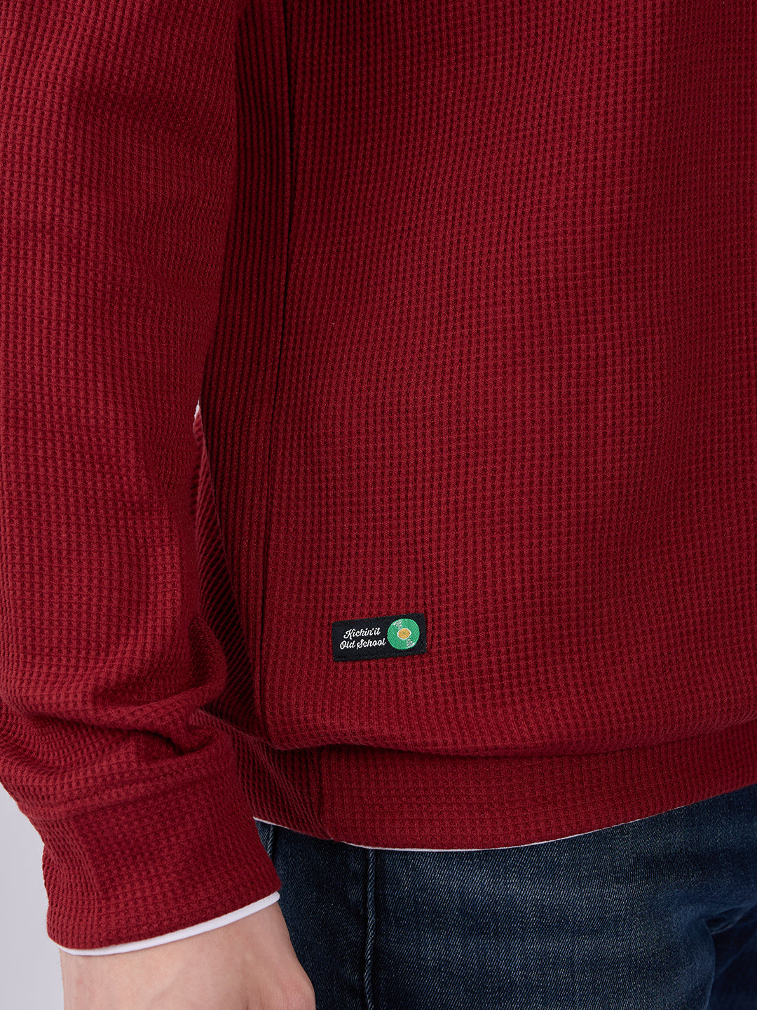 Spykar Solid Deep Red Slim Fit Sweatshirts For Men