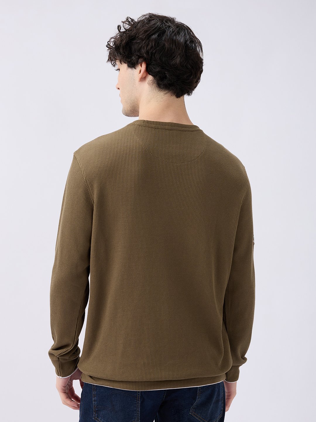 Spykar Solid Military Green Slim Fit Sweatshirts For Men
