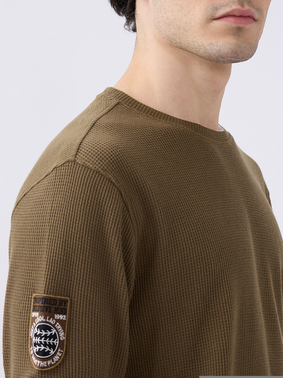 Spykar Solid Military Green Slim Fit Sweatshirts For Men