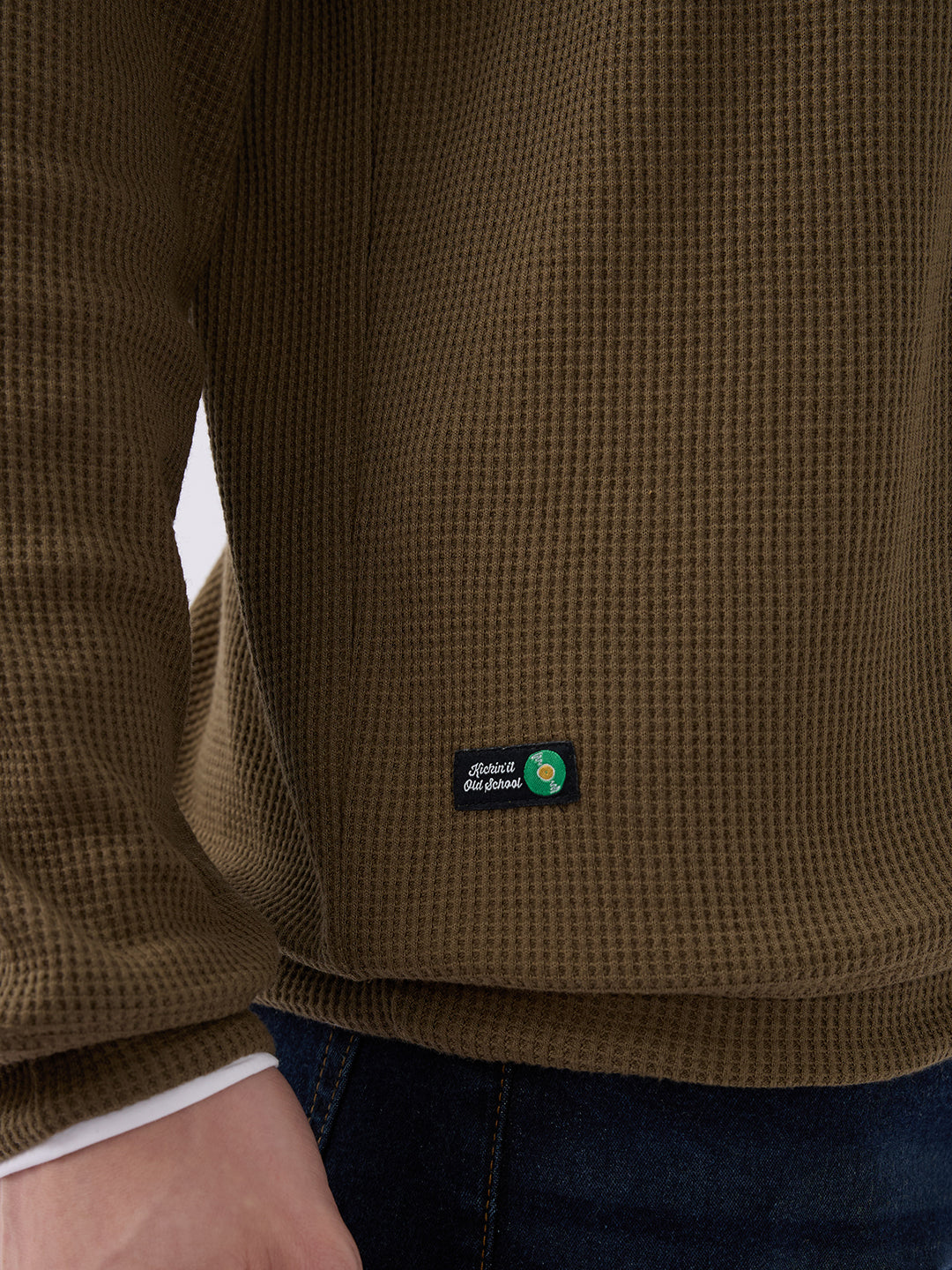 Spykar Solid Military Green Slim Fit Sweatshirts For Men