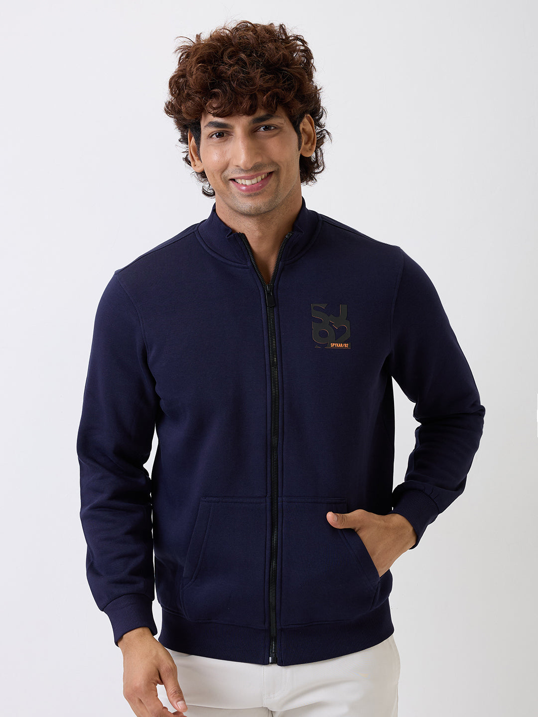 Spykar Navy Blue Regular Fit Casual Sweatshirts For Men