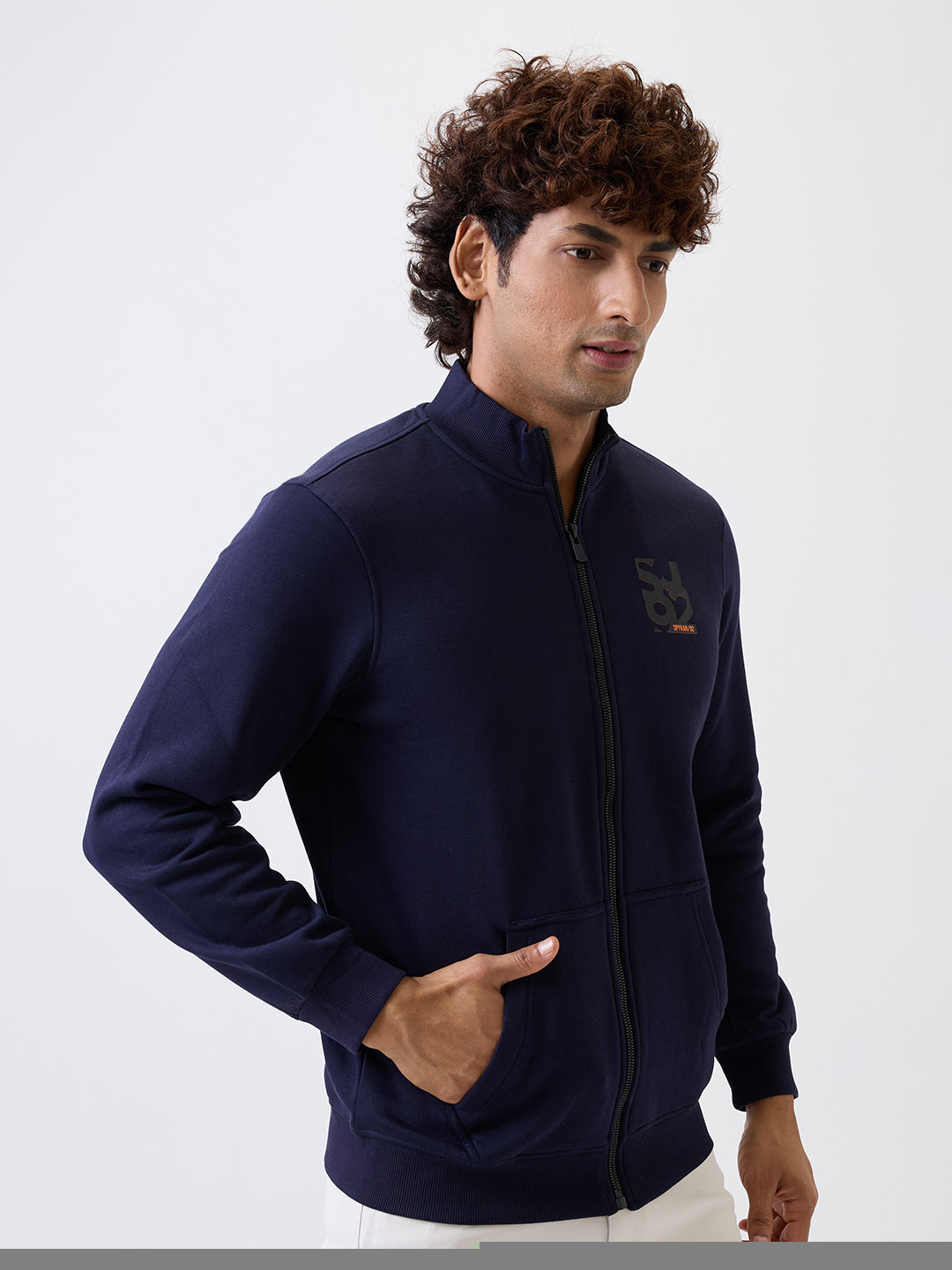 Spykar Navy Blue Regular Fit Casual Sweatshirts For Men