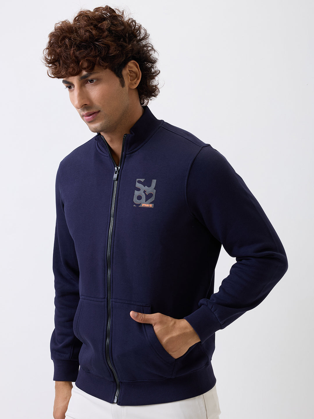 Spykar Navy Blue Regular Fit Casual Sweatshirts For Men