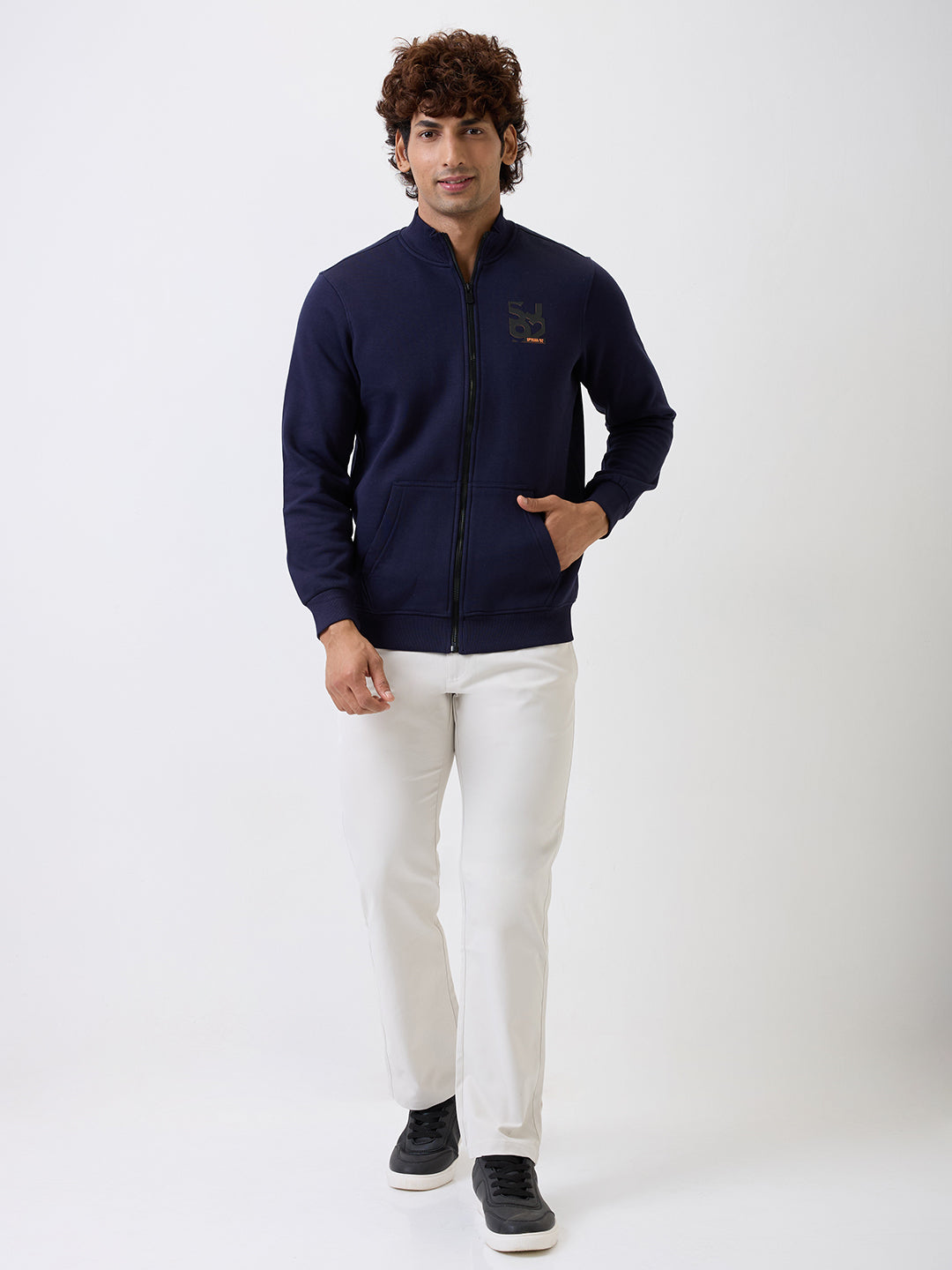 Spykar Navy Blue Regular Fit Casual Sweatshirts For Men