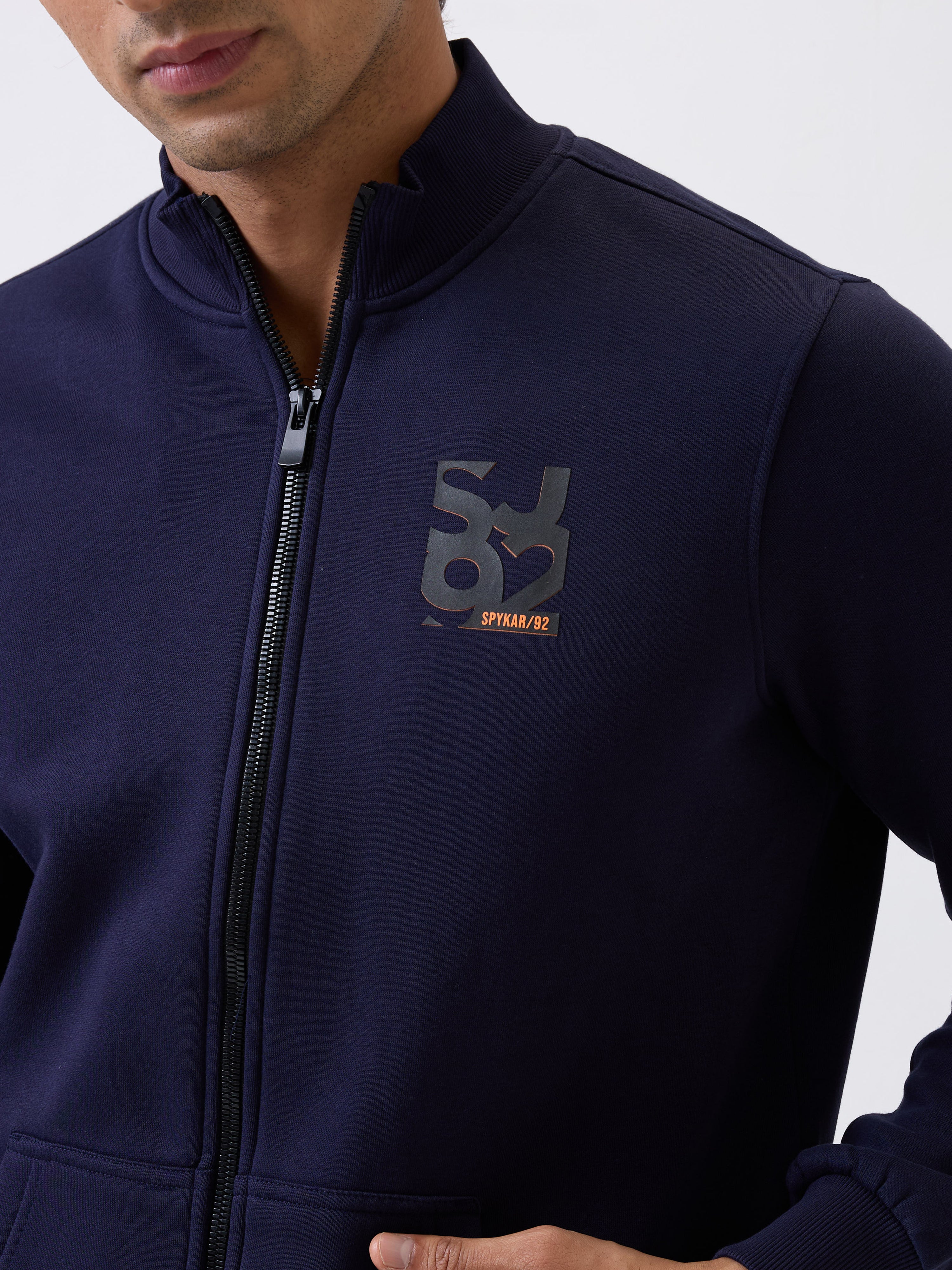Spykar Navy Blue Regular Fit Casual Sweatshirts For Men