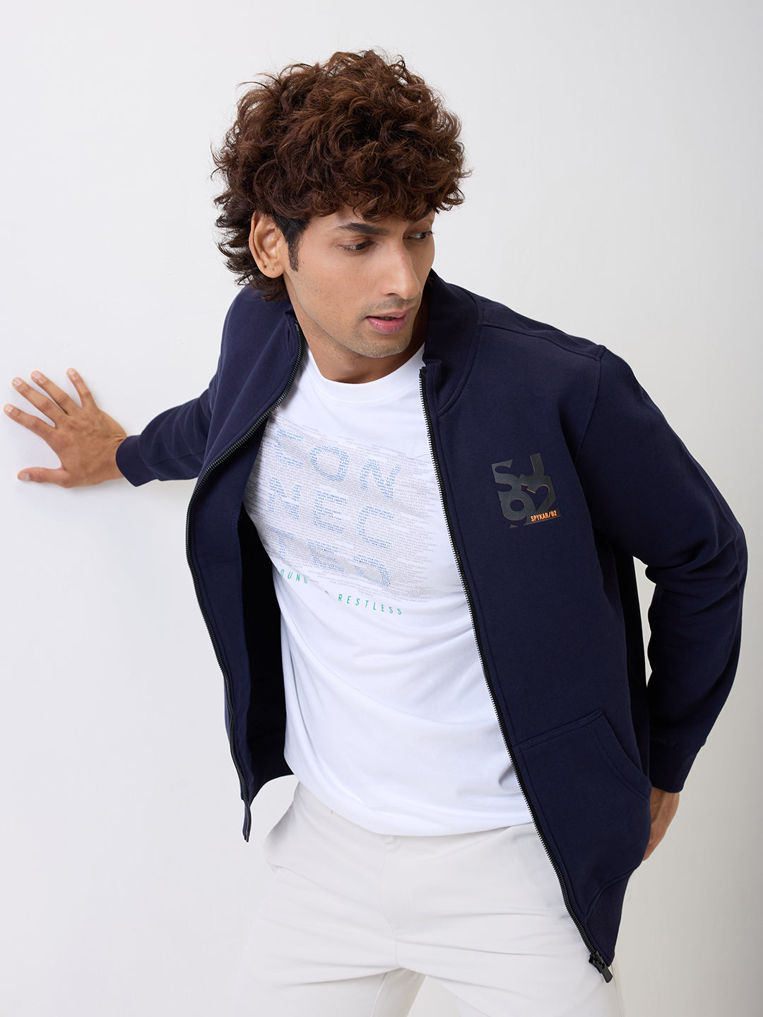 Spykar Navy Blue Regular Fit Casual Sweatshirts For Men