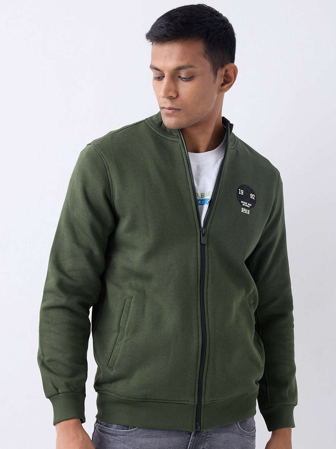 Spykar Rifle Green Regular Fit Casual Sweatshirts For Men