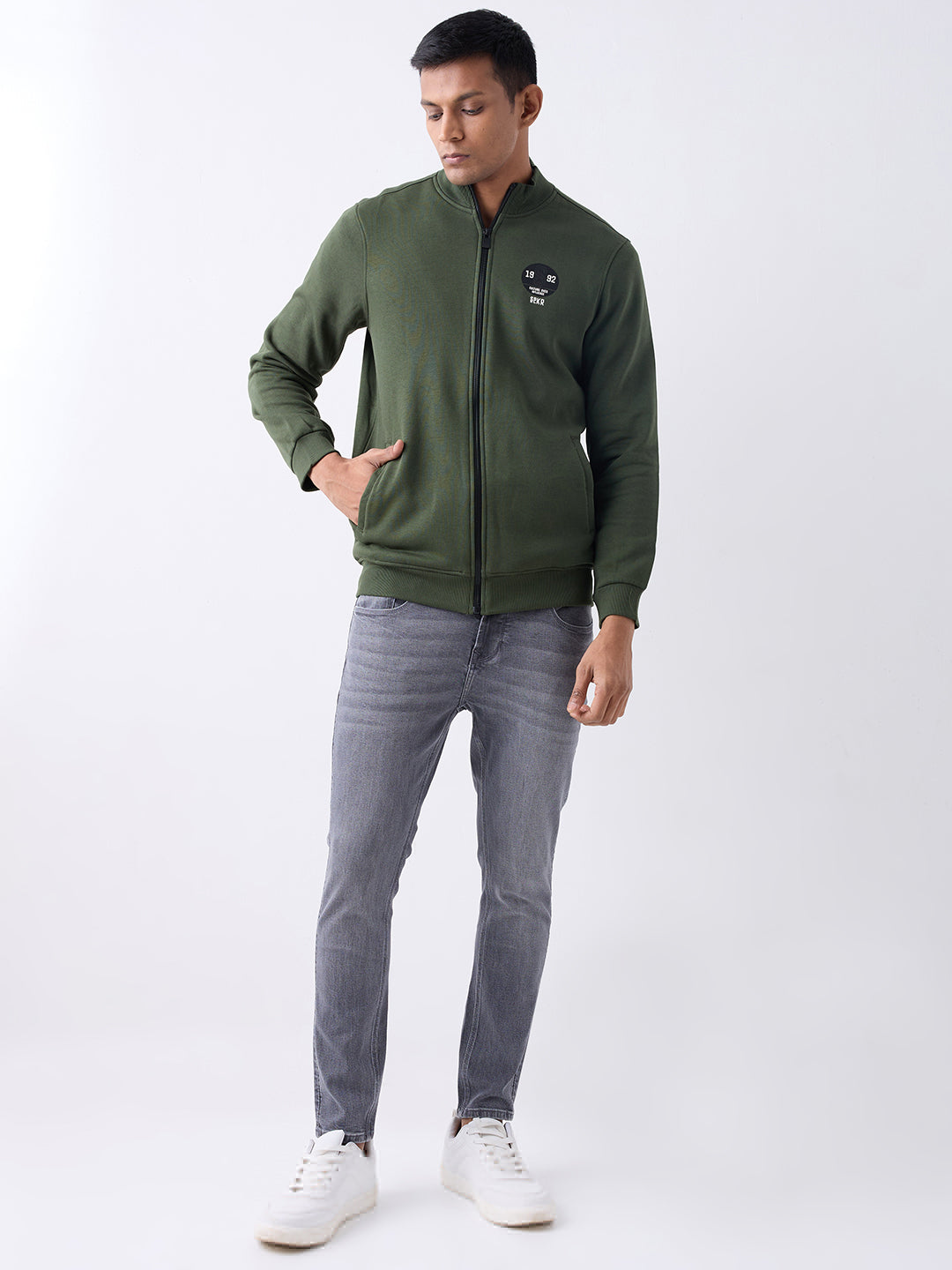 Spykar Rifle Green Regular Fit Casual Sweatshirts For Men