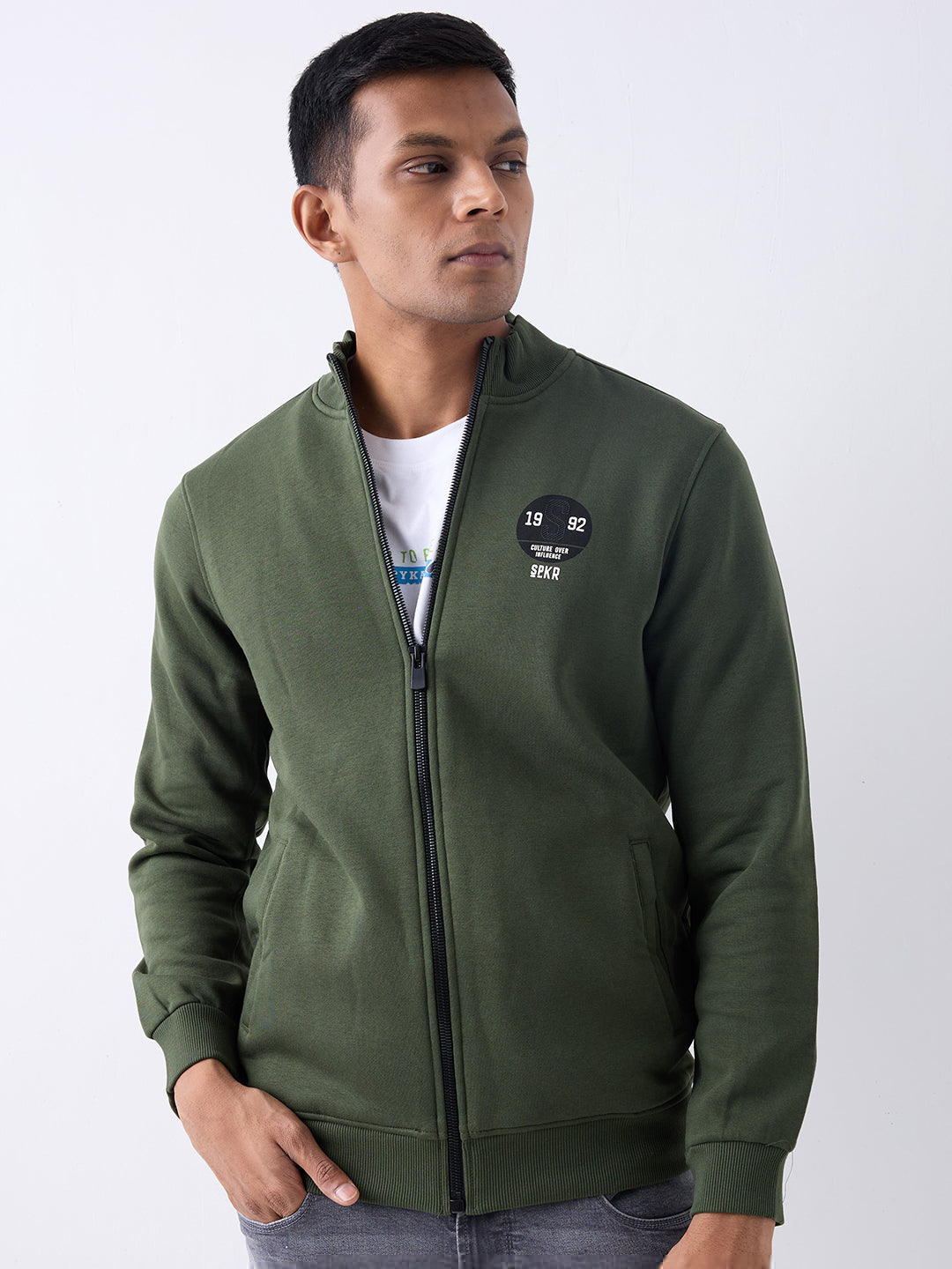 Spykar Rifle Green Regular Fit Casual Sweatshirts For Men