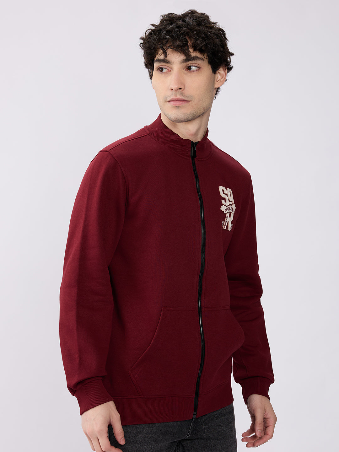 Spykar Wine Red Regular Fit Casual Sweatshirts For Men