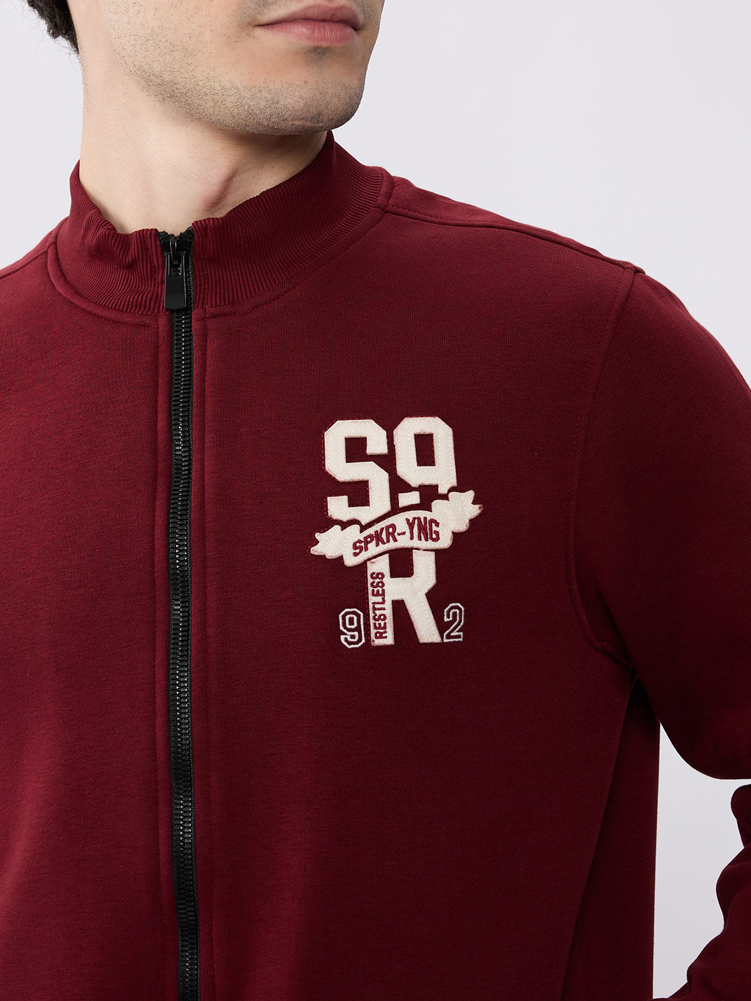 Spykar Wine Red Regular Fit Casual Sweatshirts For Men