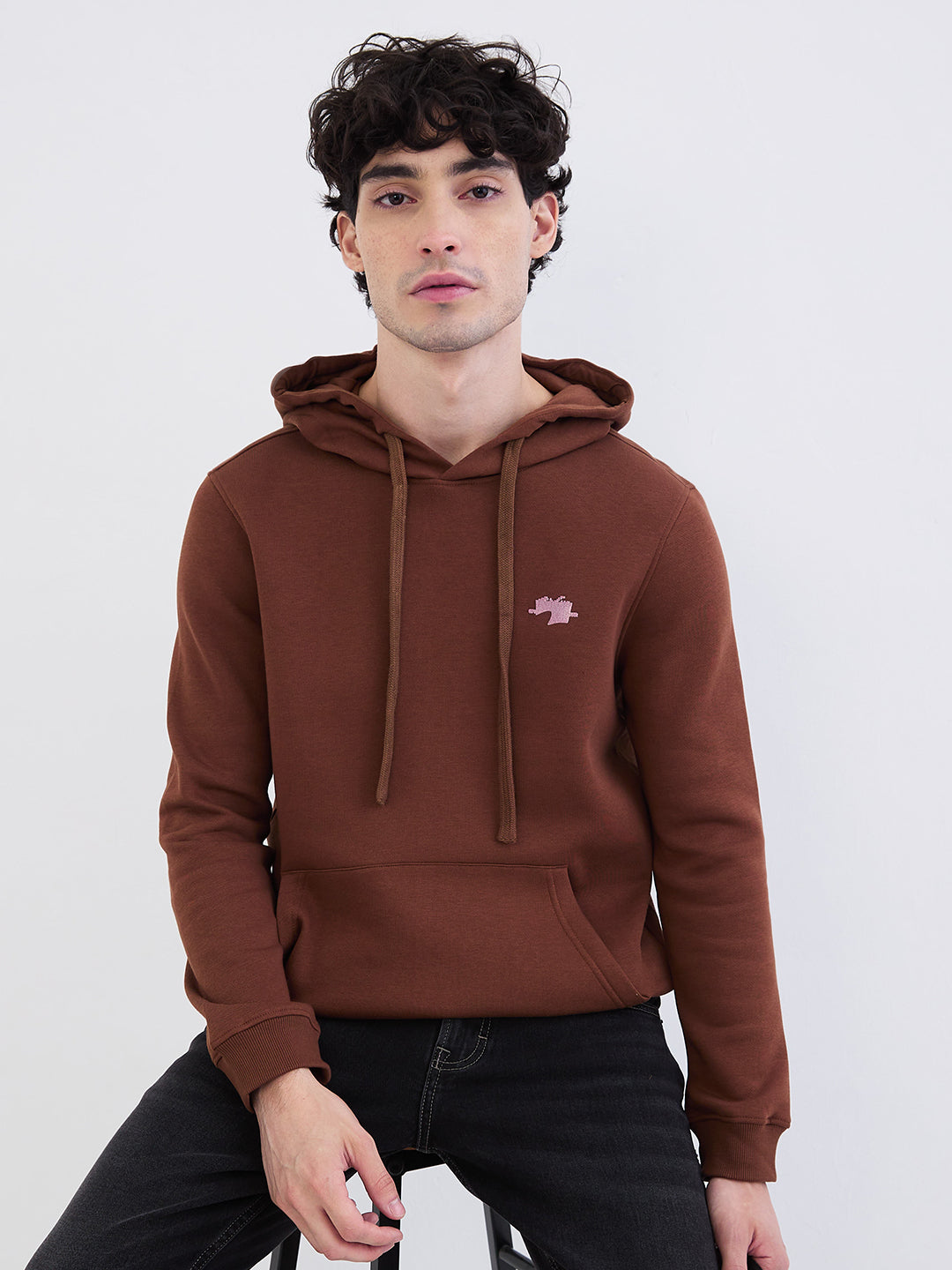 Spykar Bison Brown Regular Fit Casual Sweatshirts For Men