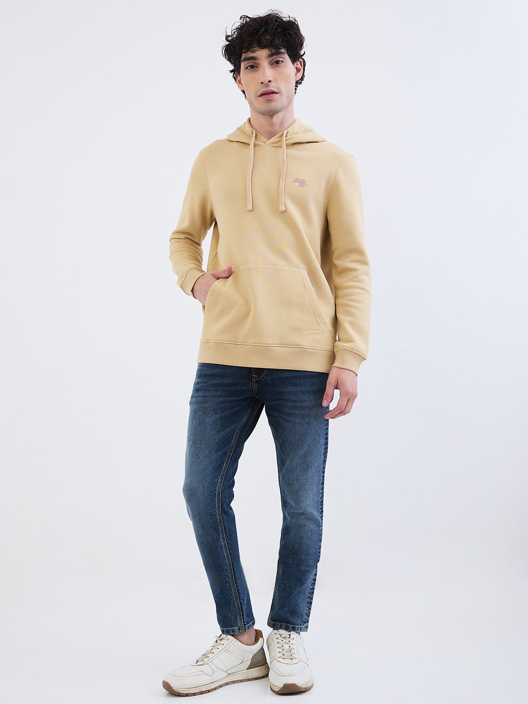 Men Sweatshirt Beige Regular Fit
