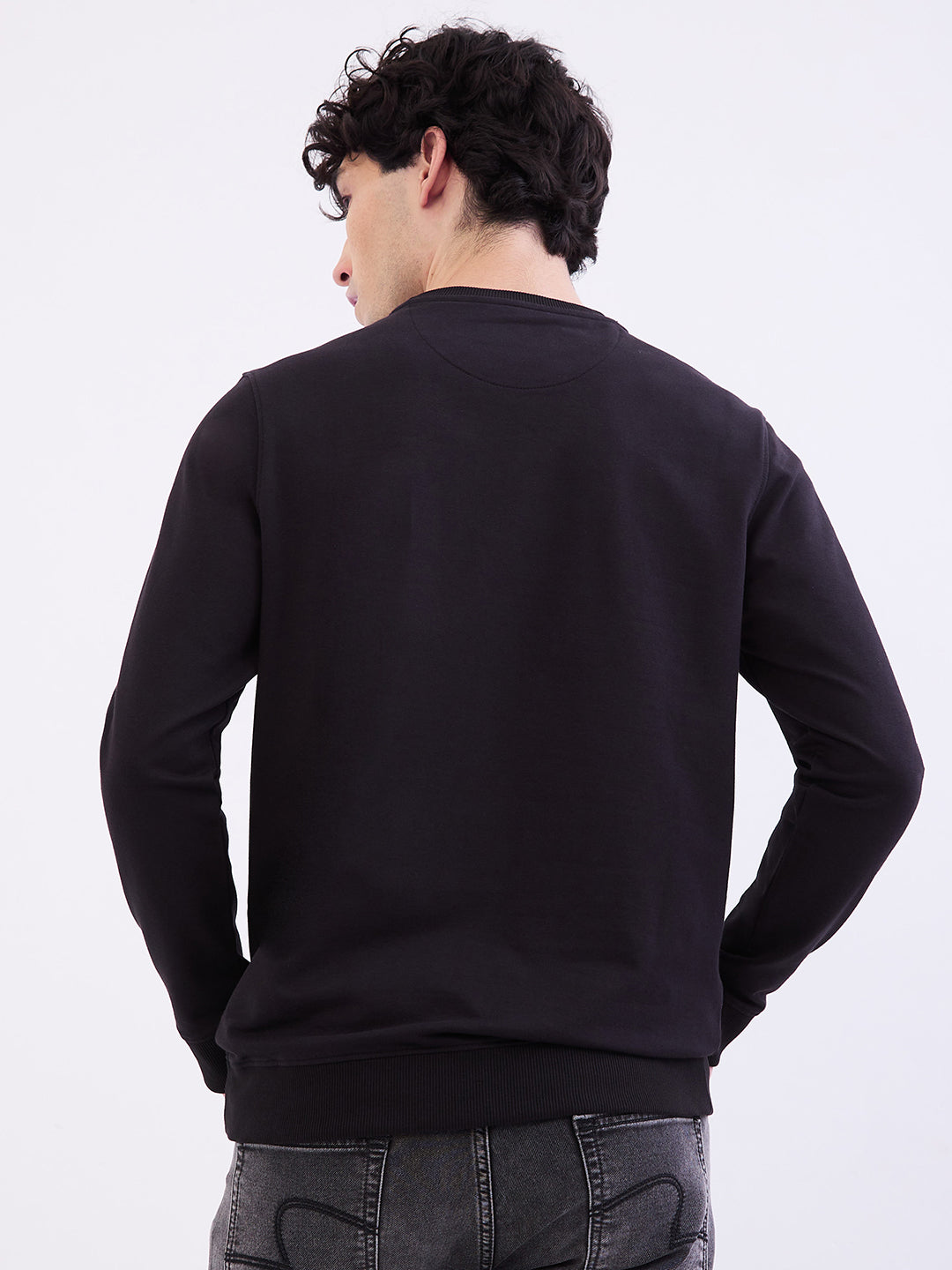 Spykar Black Slim Fit Casual Sweatshirts For Men