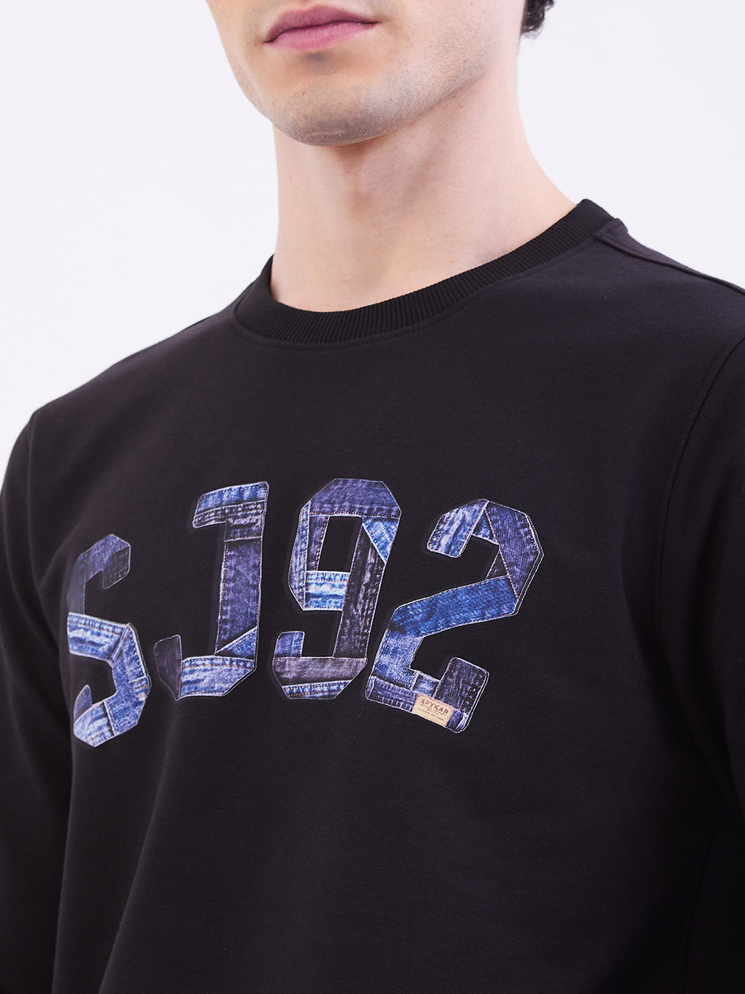 Spykar Black Slim Fit Casual Sweatshirts For Men