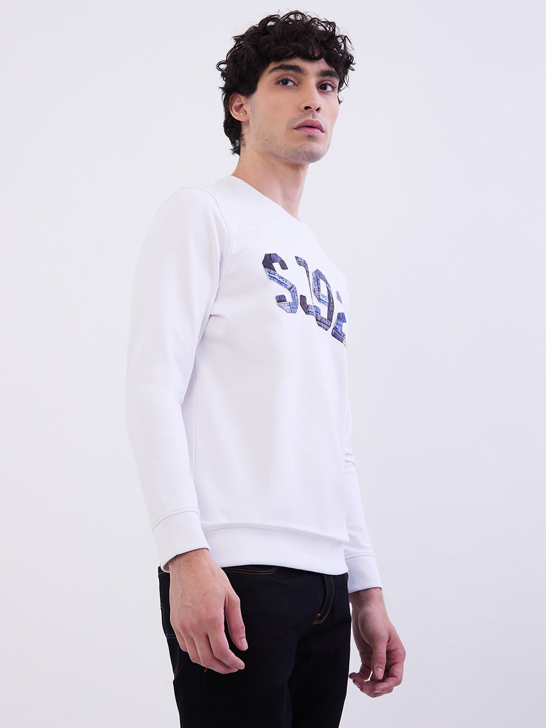 Spykar White Slim Fit Casual Sweatshirts For Men