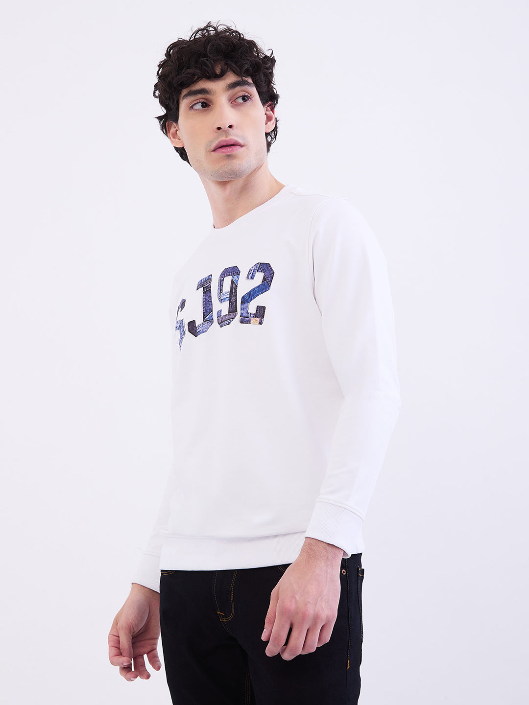 Spykar White Slim Fit Casual Sweatshirts For Men