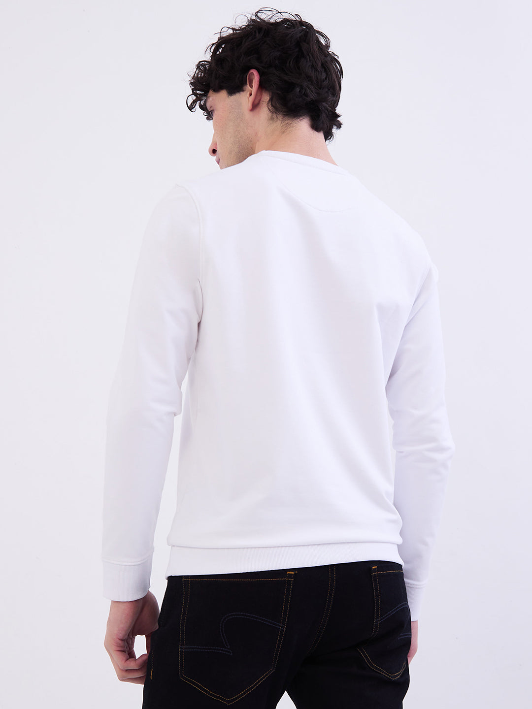 Spykar White Slim Fit Casual Sweatshirts For Men