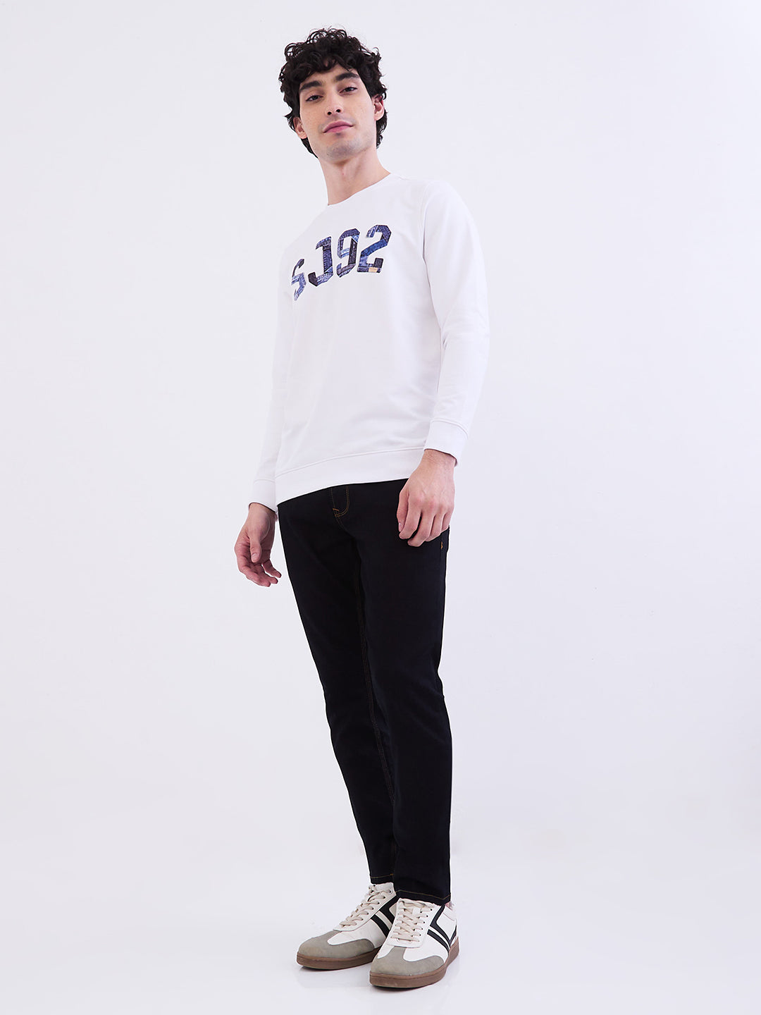 Spykar White Slim Fit Casual Sweatshirts For Men