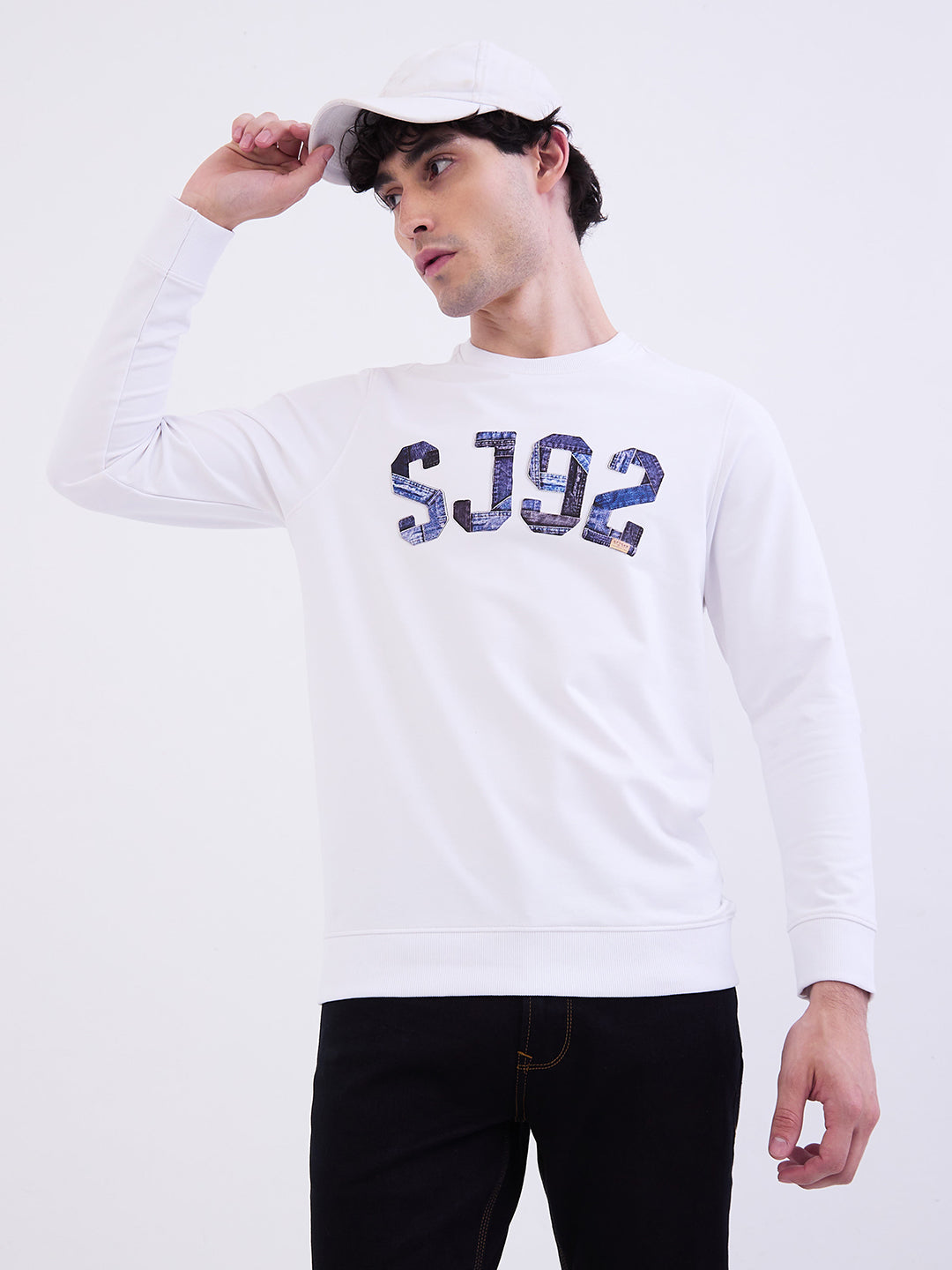 Spykar White Slim Fit Casual Sweatshirts For Men