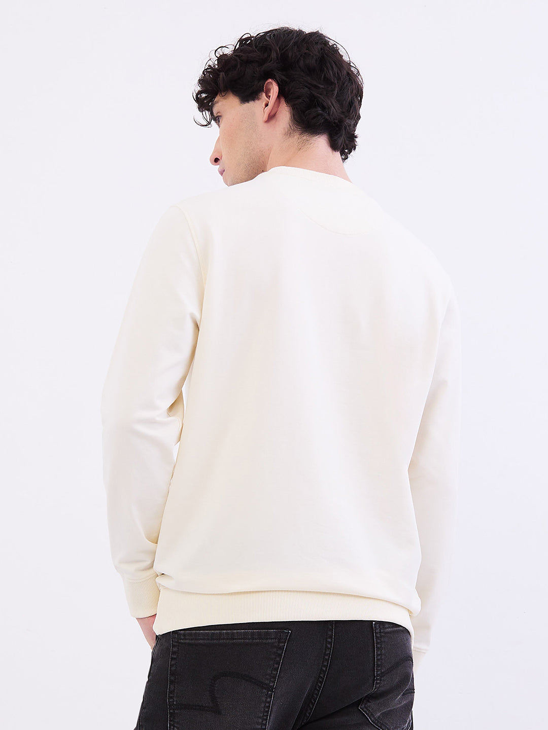 Men Sweatshirt Off White Slim Fit