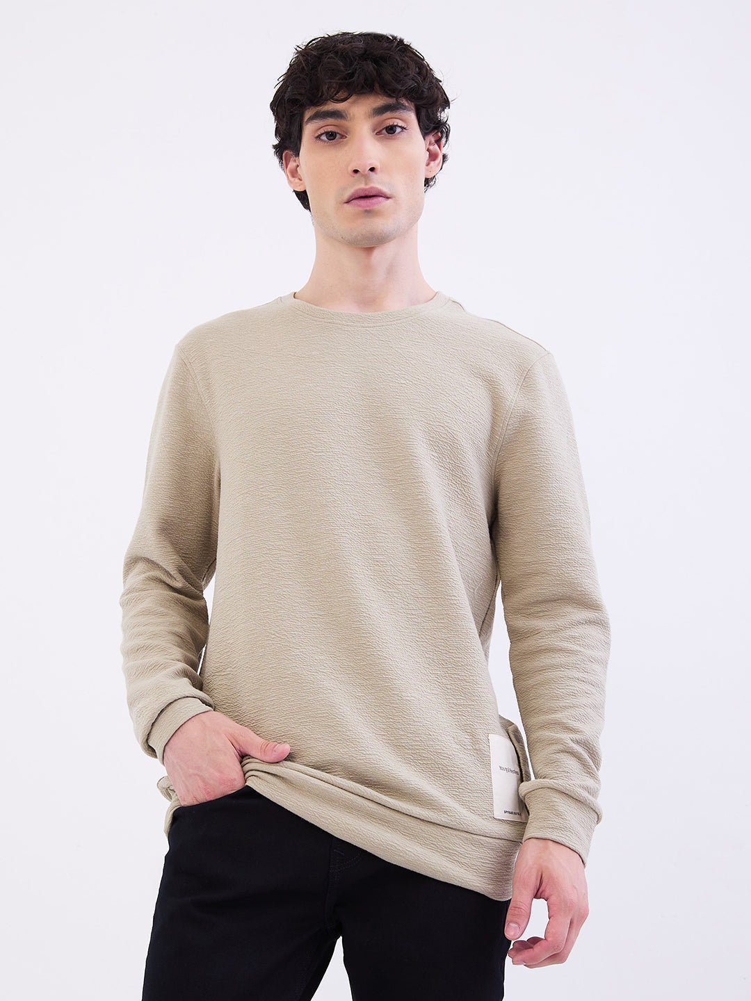 Men Sweatshirt Green Slim Fit