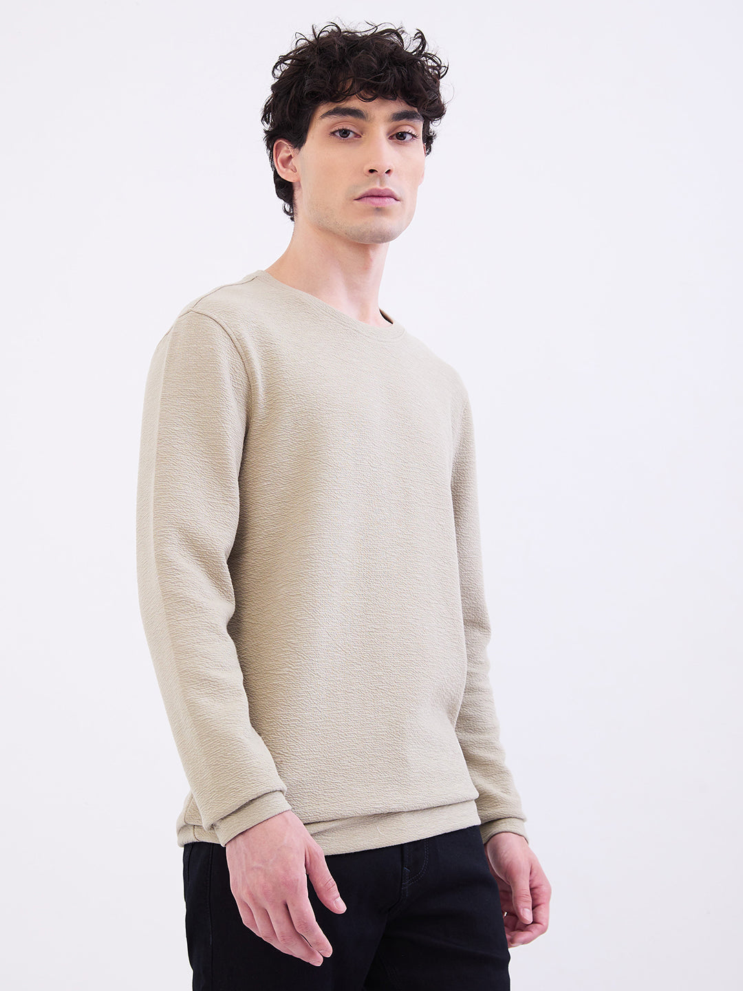 Spykar Lint Green Slim Fit Casual Sweatshirts For Men