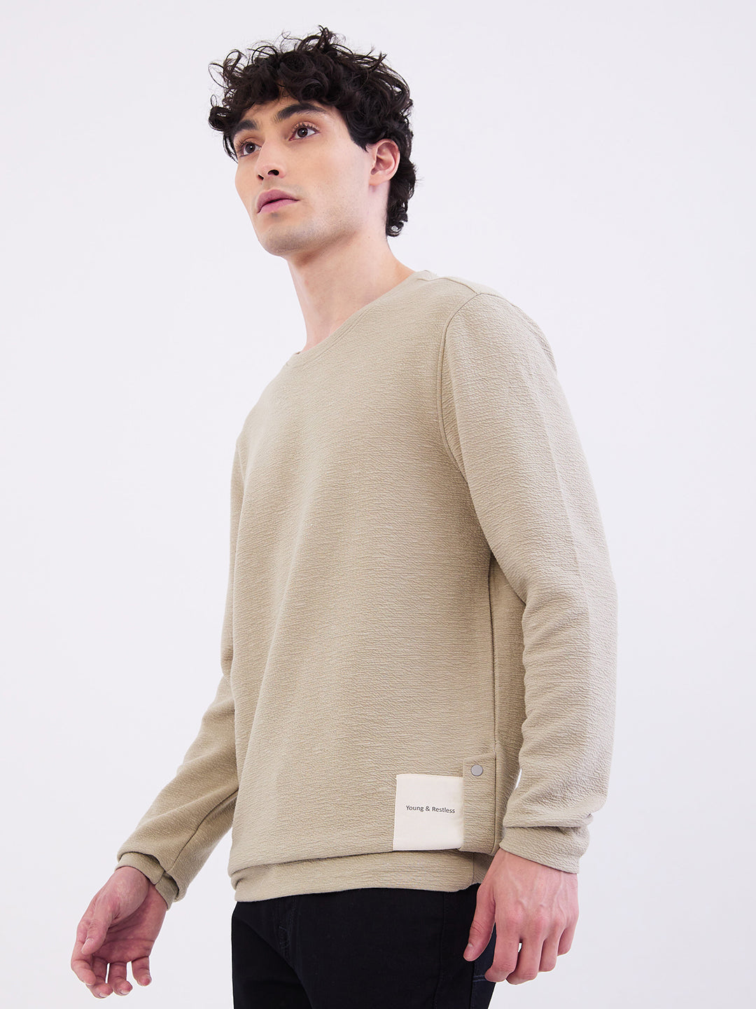 Spykar Lint Green Slim Fit Casual Sweatshirts For Men