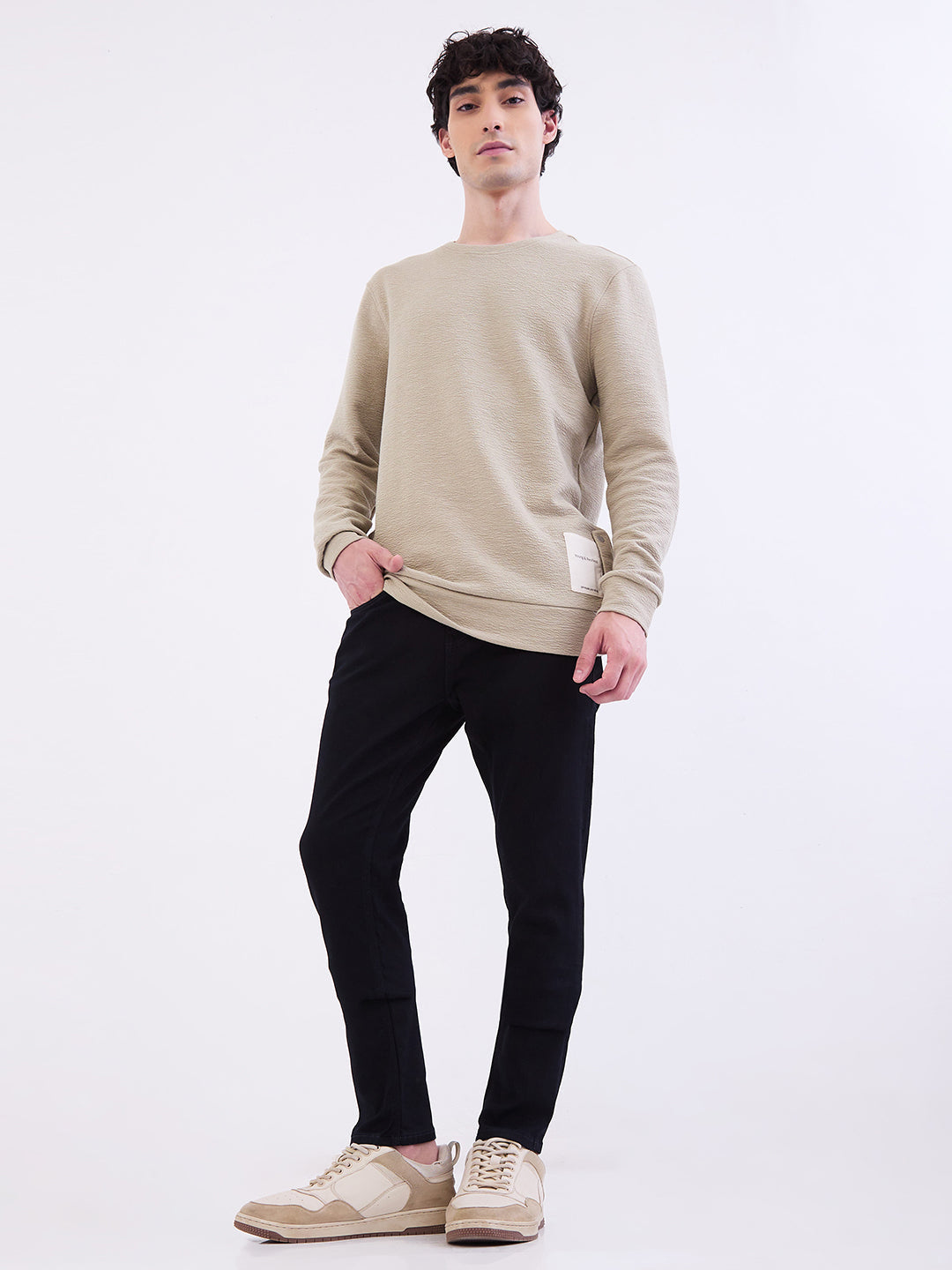 Spykar Lint Green Slim Fit Casual Sweatshirts For Men