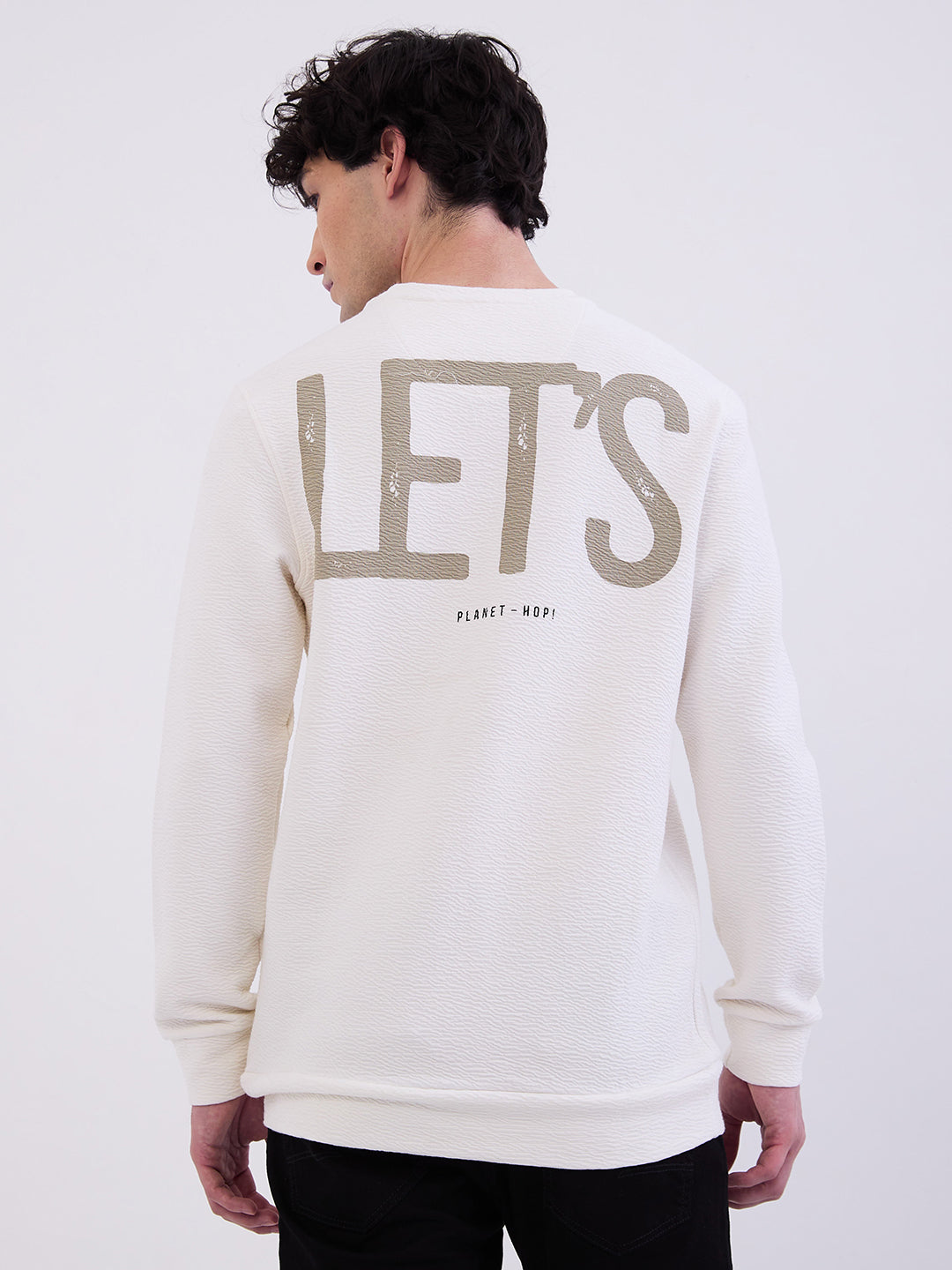 Spykar Off White Slim Fit Casual Sweatshirts For Men