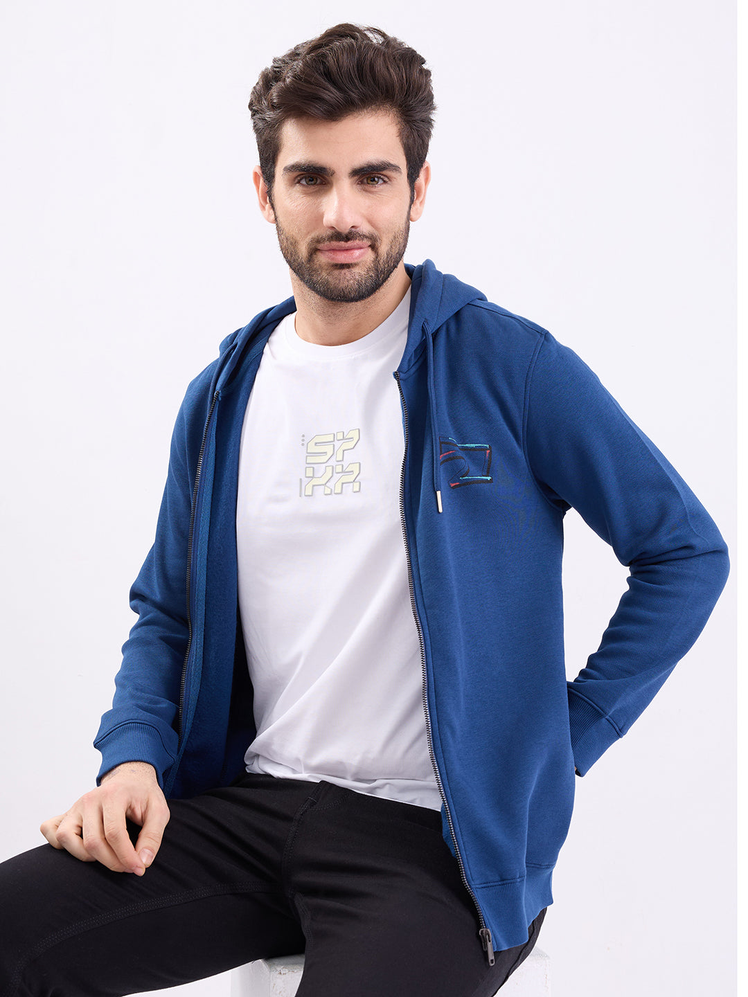 Spykar Indigo Blue Regular Fit Casual Sweatshirts For Men