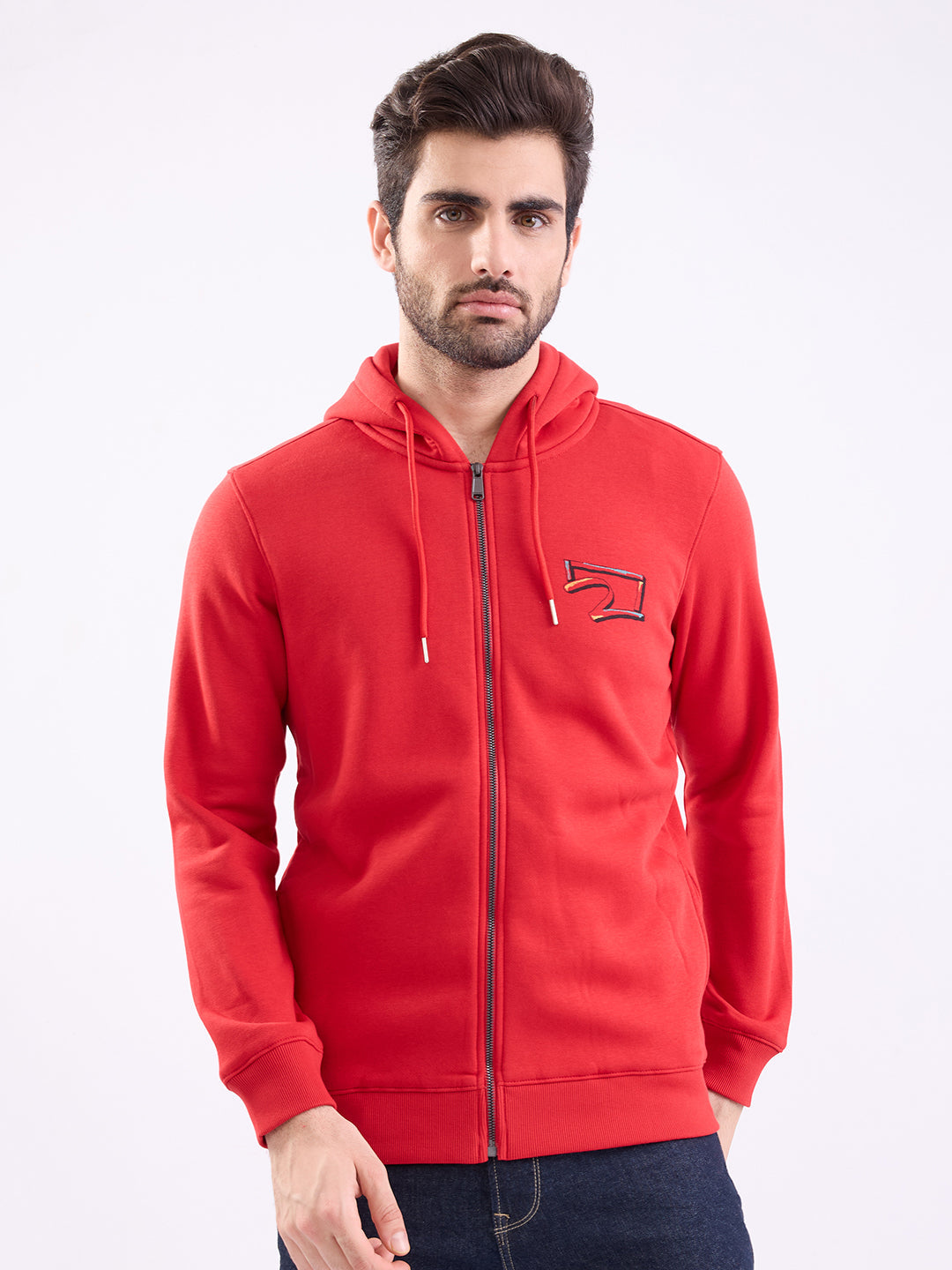 Spykar True Red Regular Fit Casual Sweatshirts For Men