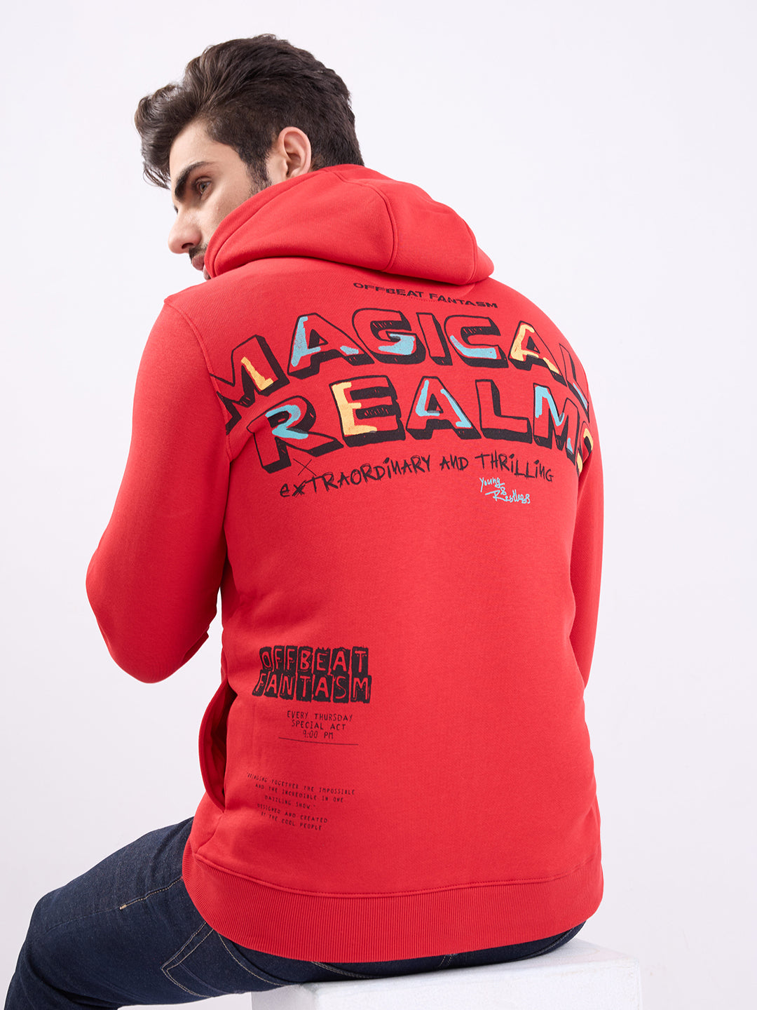 Spykar True Red Regular Fit Casual Sweatshirts For Men