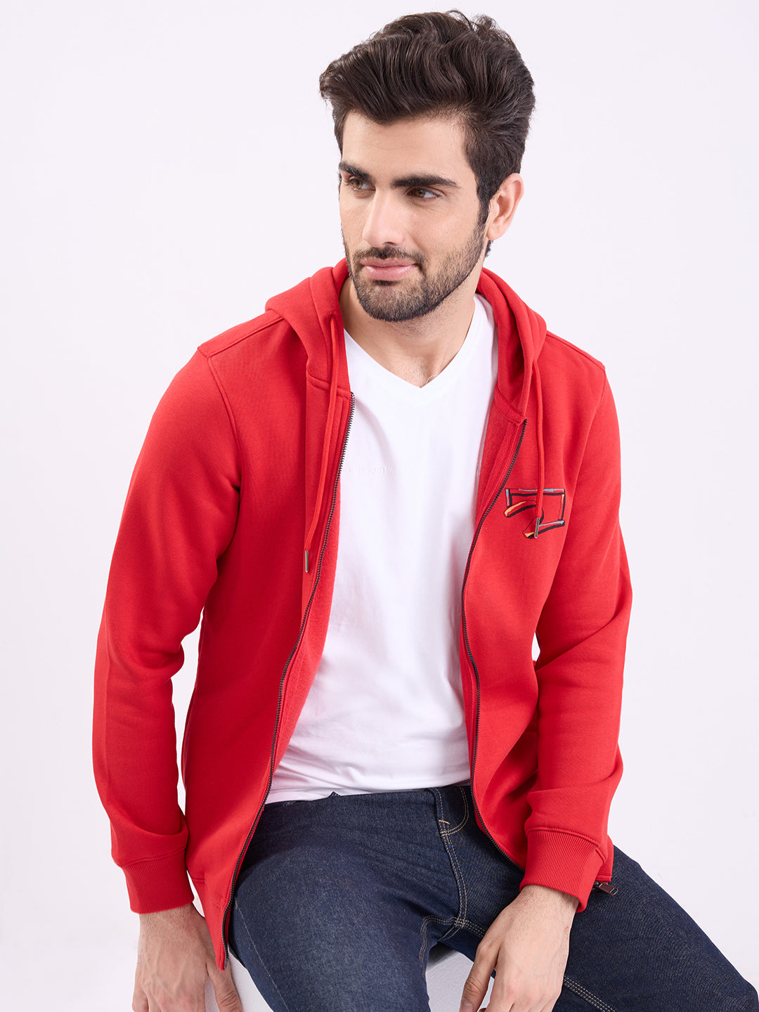 Spykar True Red Regular Fit Casual Sweatshirts For Men